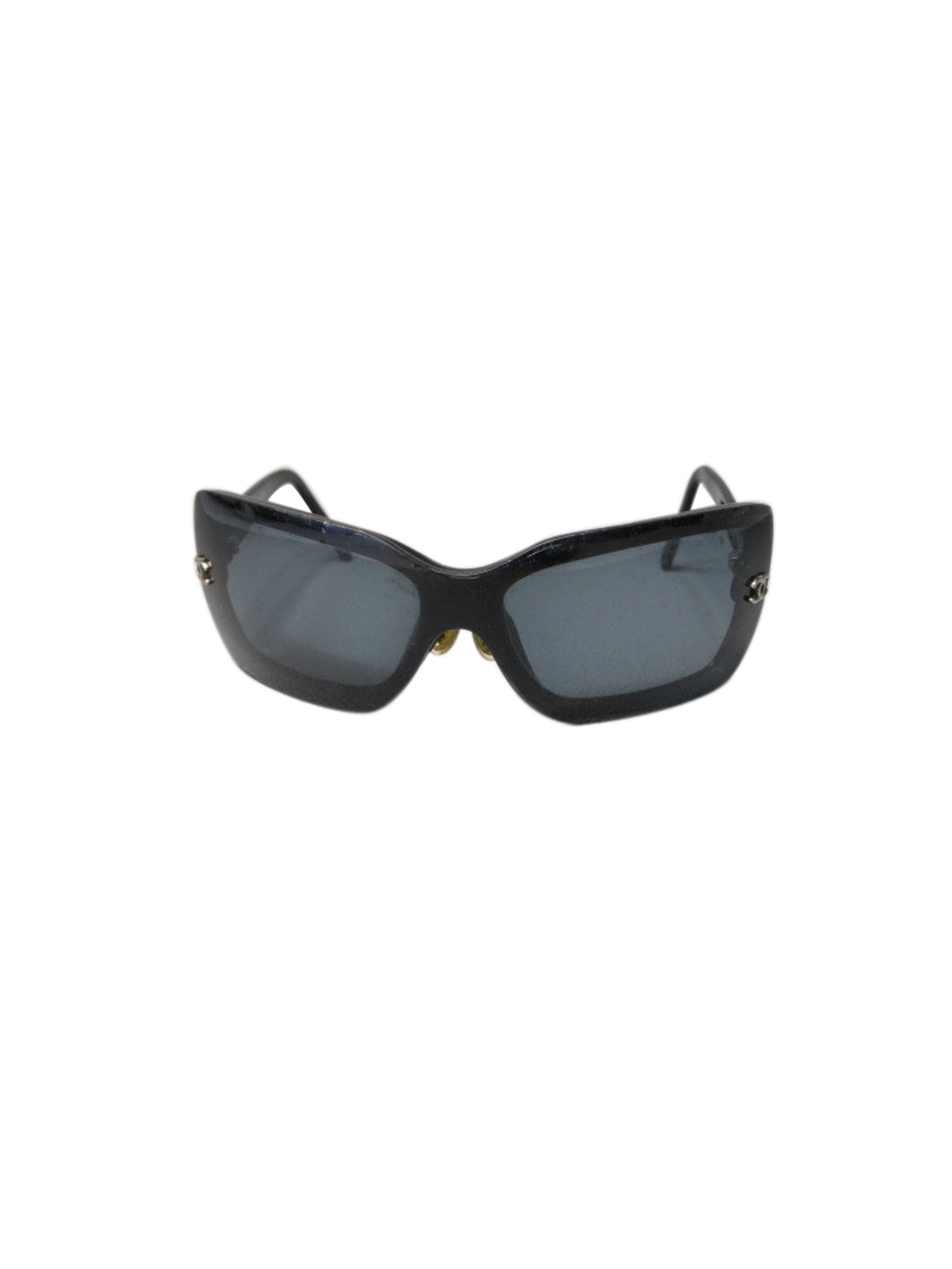 Chanel 2000s Black Tinted Large Sunglasses