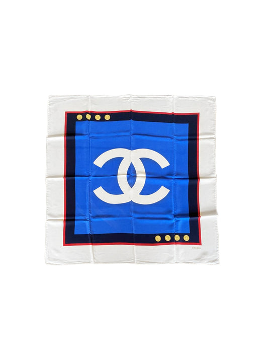 Chanel White and Blue Scarf
