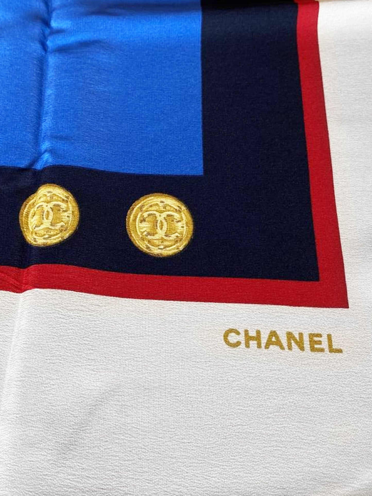 Chanel White and Blue Scarf