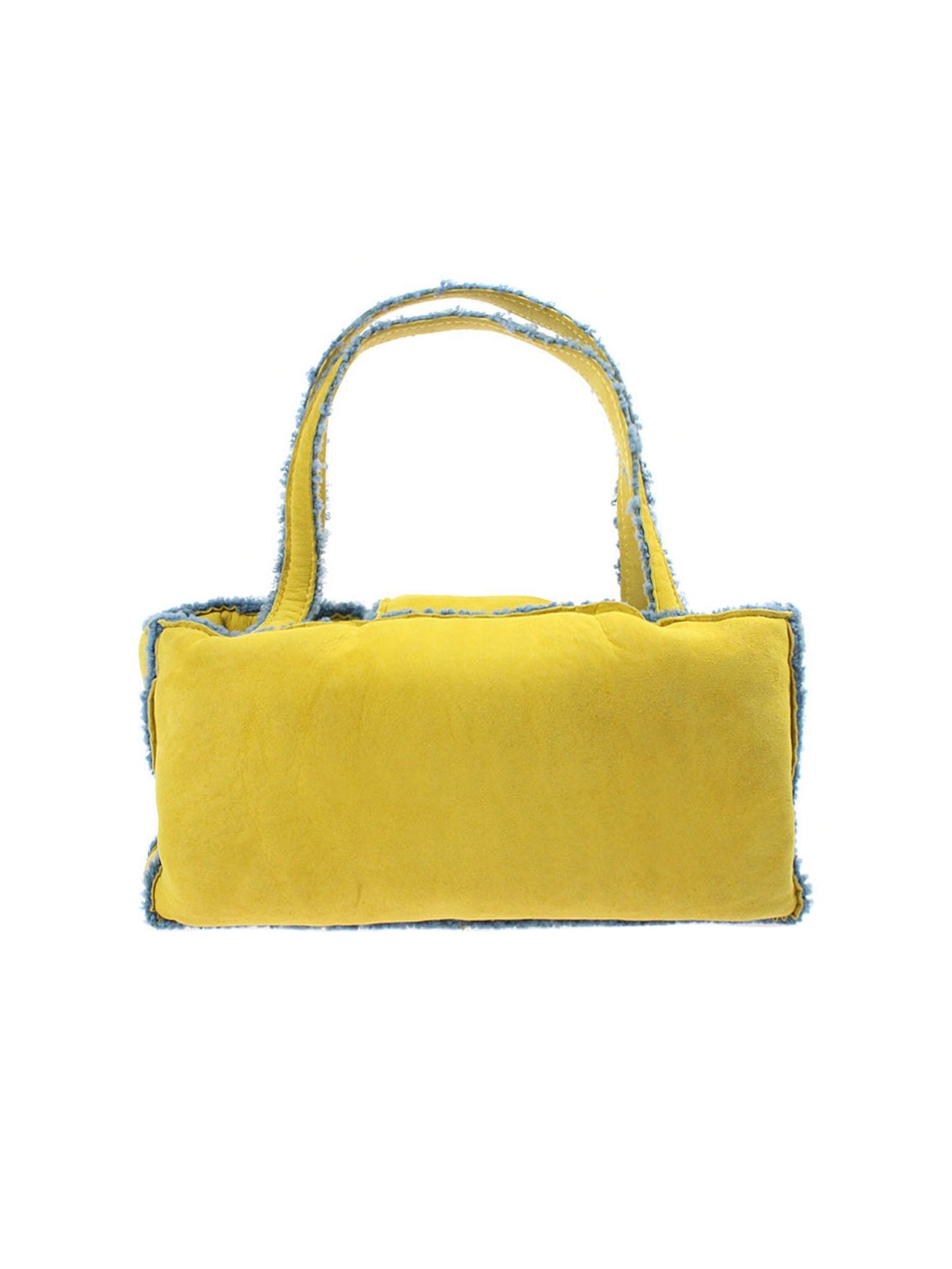 Chanel 2010s Rare Shearling Yellow and Blue Small Tote