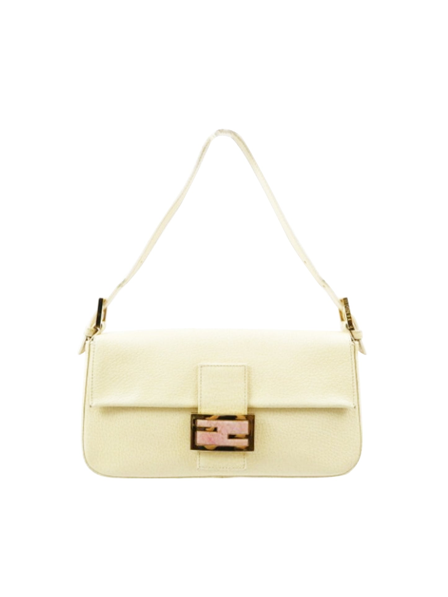 Fendi 2000s Rare Ivory and Pink Leather Baguette