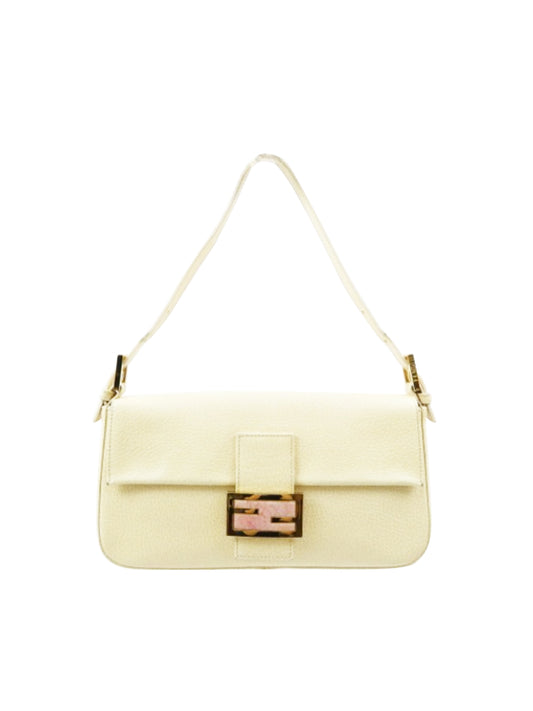 Fendi 2000s Rare Ivory and Pink Leather Baguette