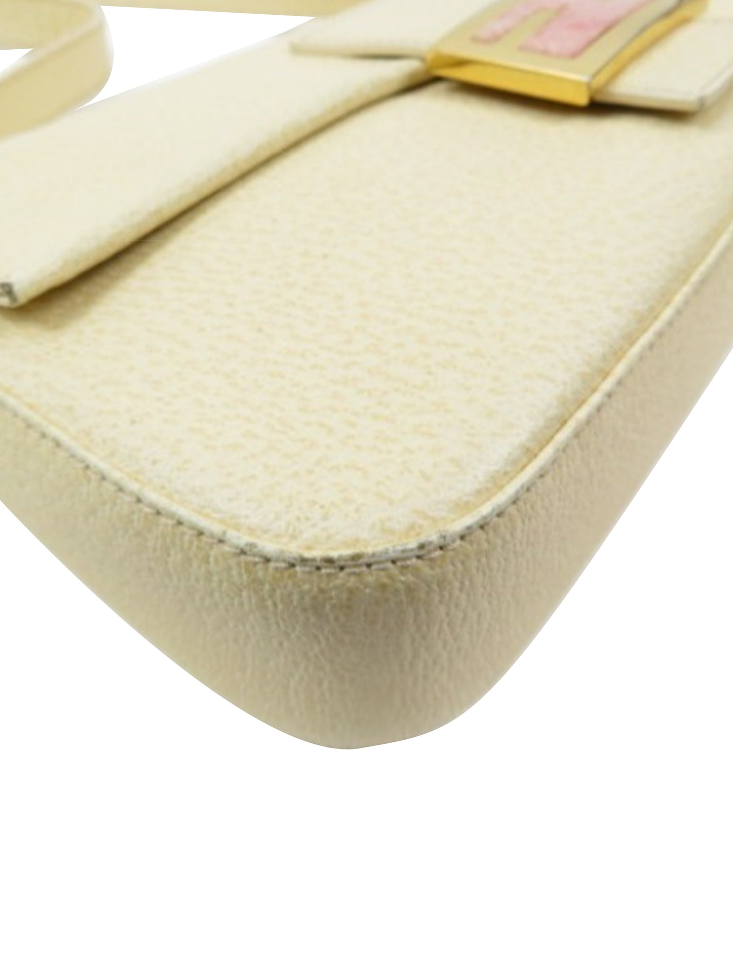 Fendi 2000s Rare Ivory and Pink Leather Baguette