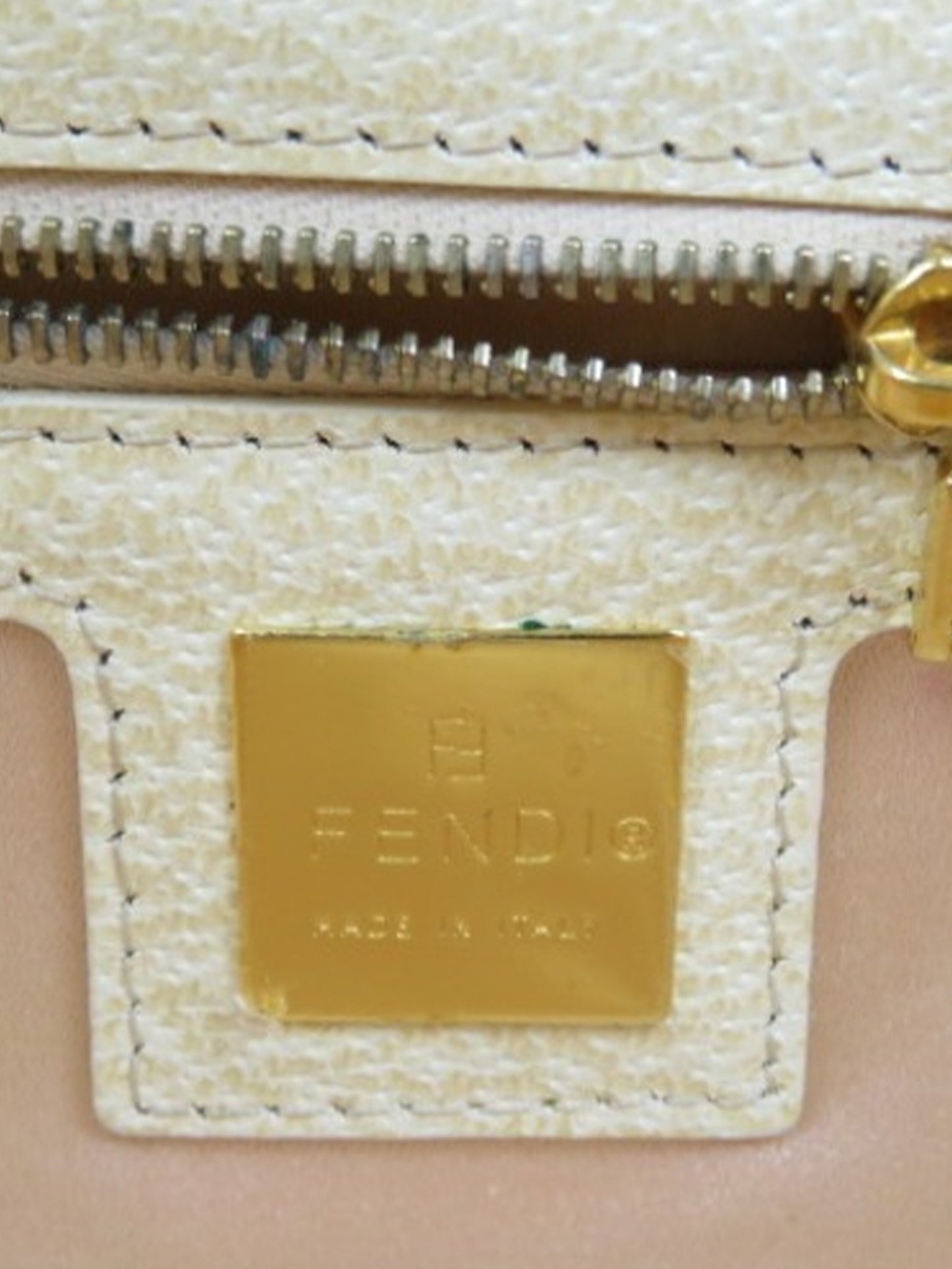 Fendi 2000s Rare Ivory and Pink Leather Baguette