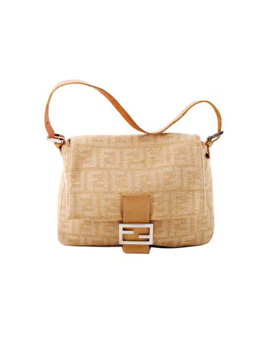 Fendi 2000s Beige Knit Baguette
