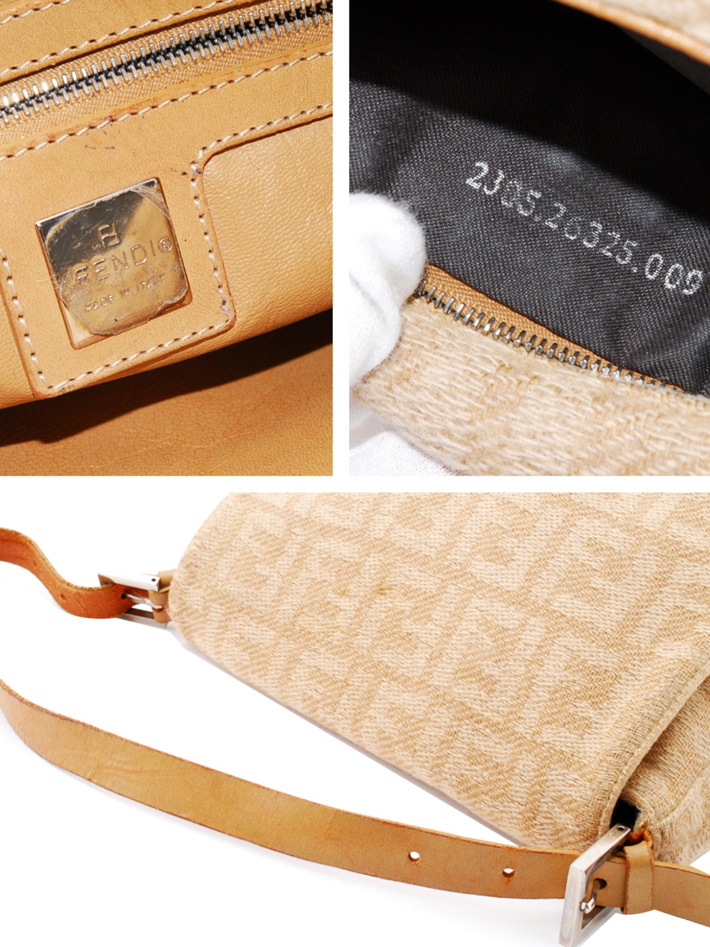 Fendi 2000s Beige Knit Baguette