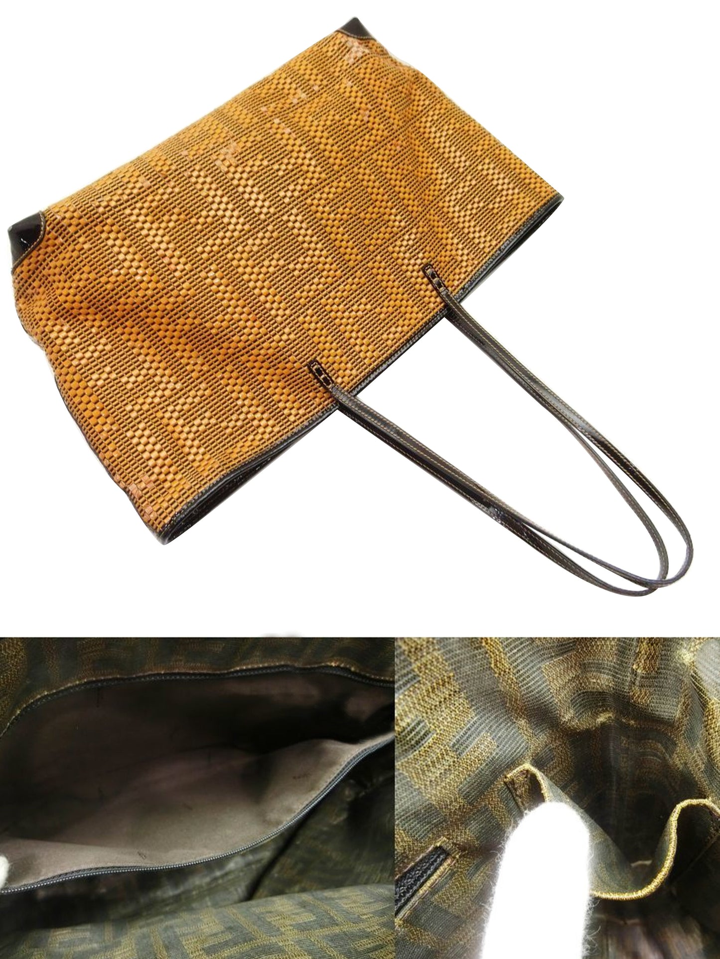 Fendi 2000s Medium Yellow Straw Textured Tote