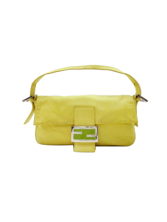 Fendi 2000s Yellow and Green Leather Baguette