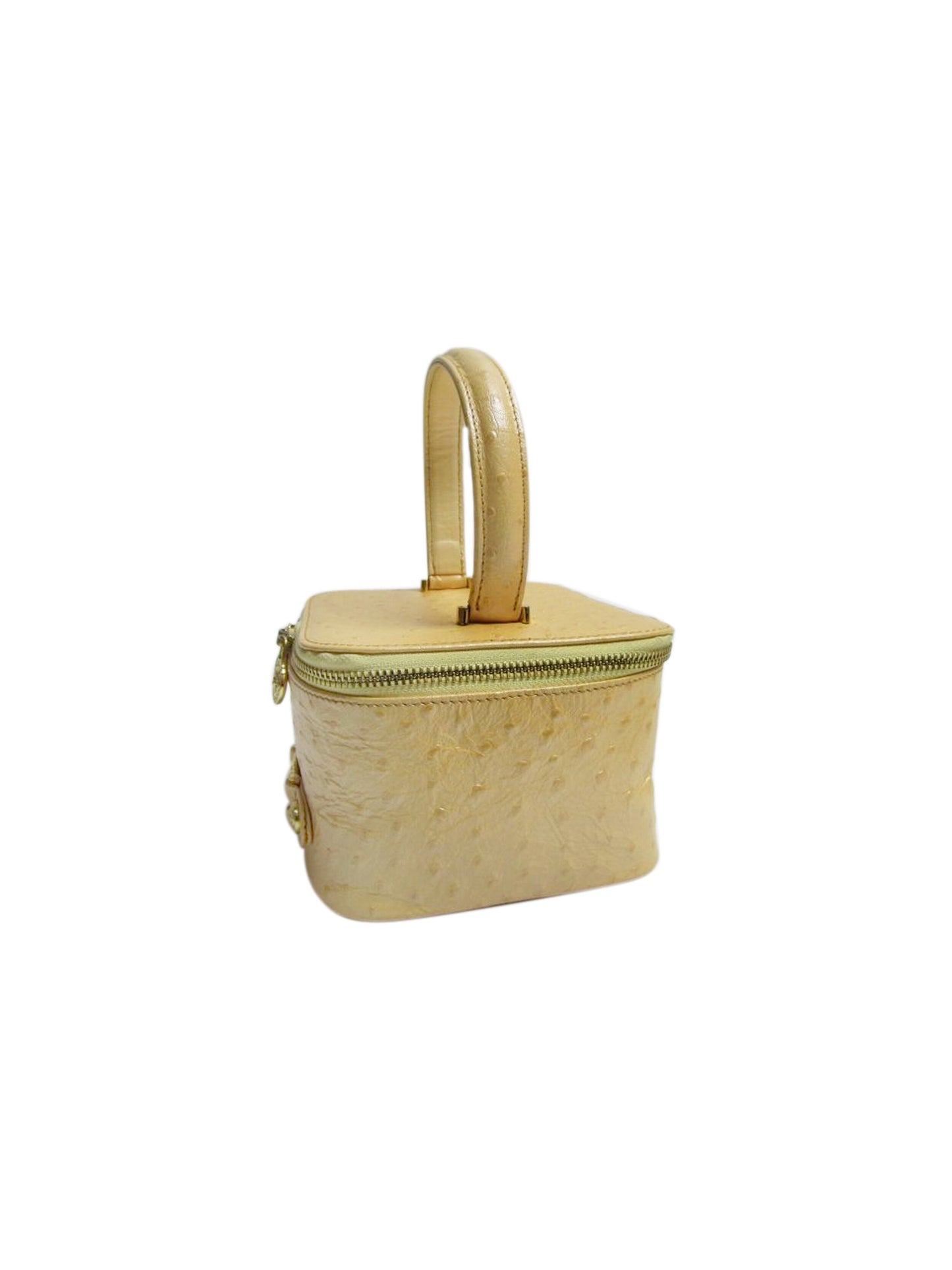 Gianni Versace 2000s Beige Ostrich Leather Vanity Bag