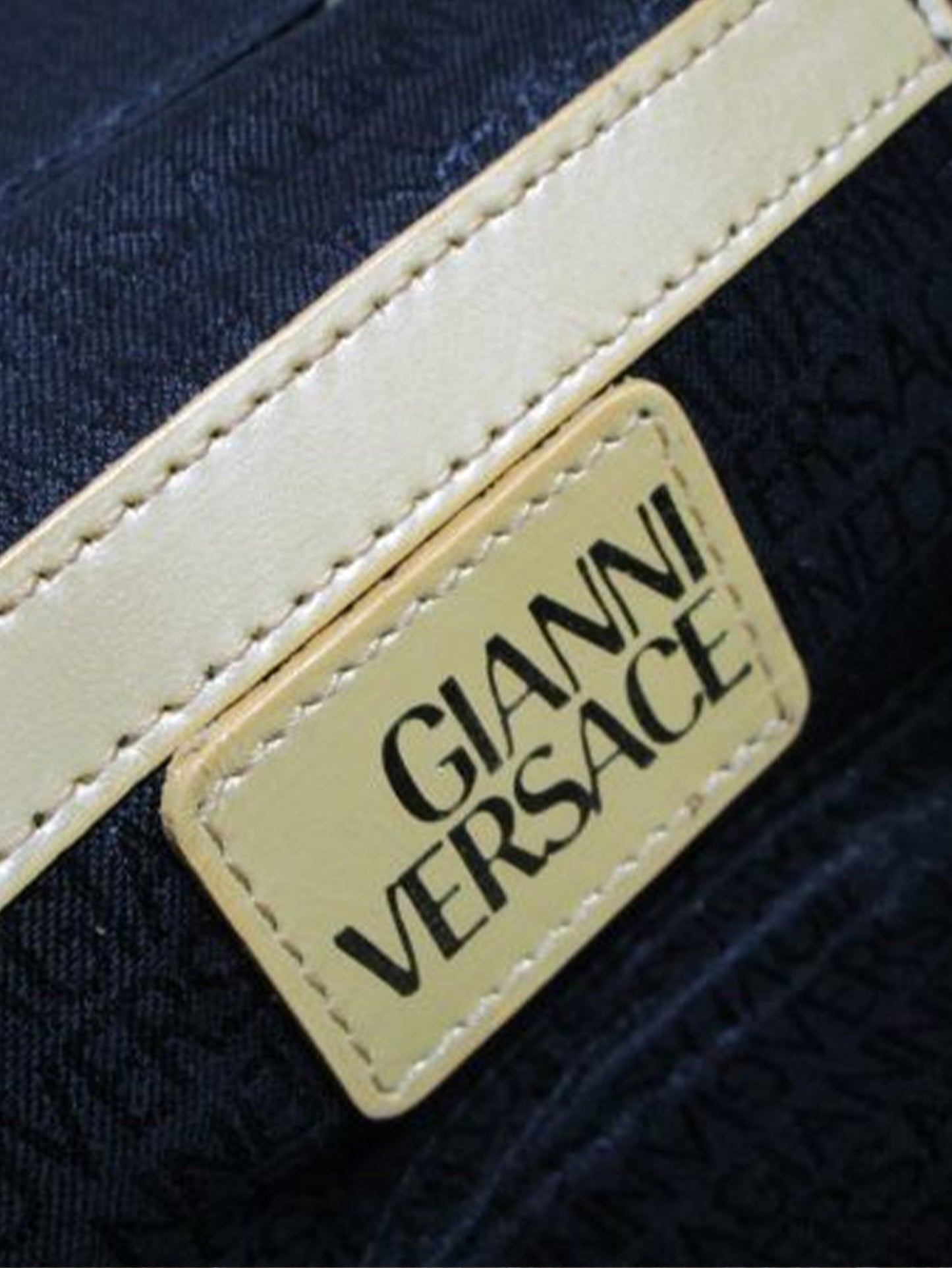 Gianni Versace 2000s Beige Ostrich Leather Vanity Bag