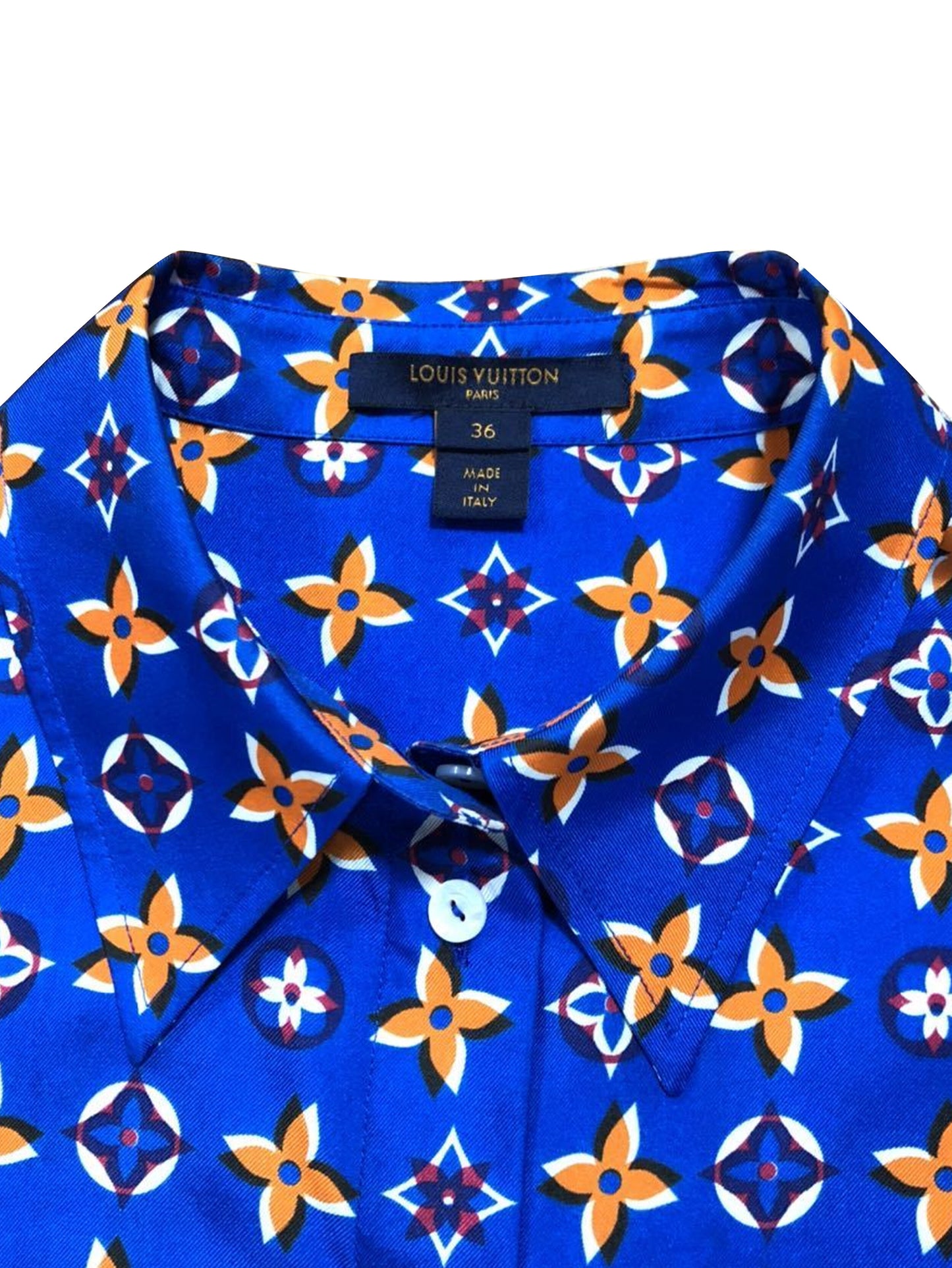 Louis Vuitton 2000s Blue Monogram Dress Shirt
