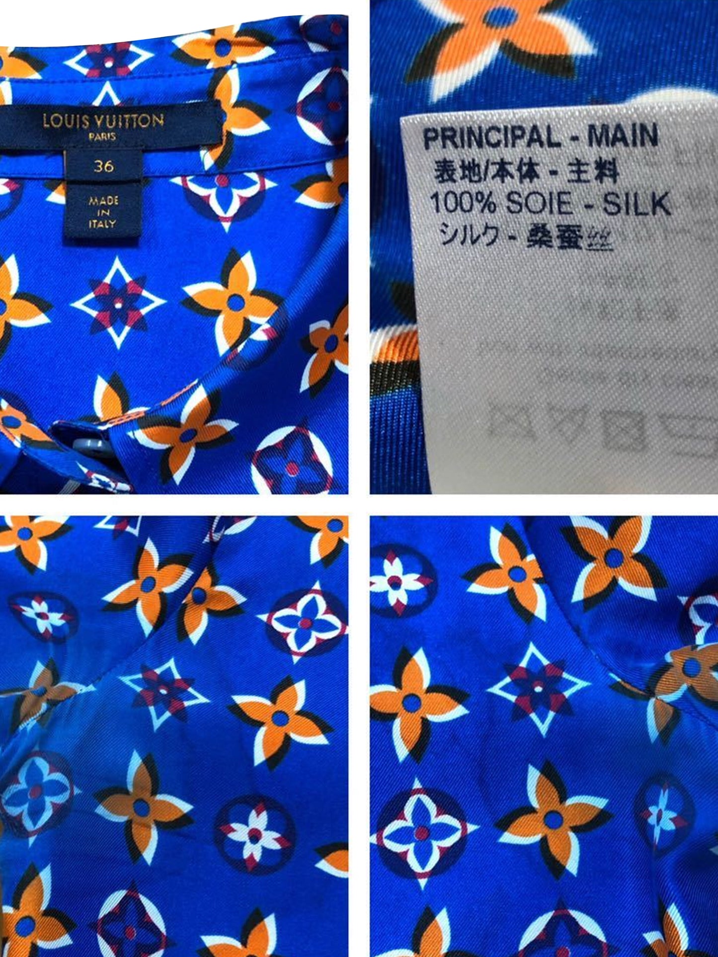 Louis Vuitton 2000s Blue Monogram Dress Shirt