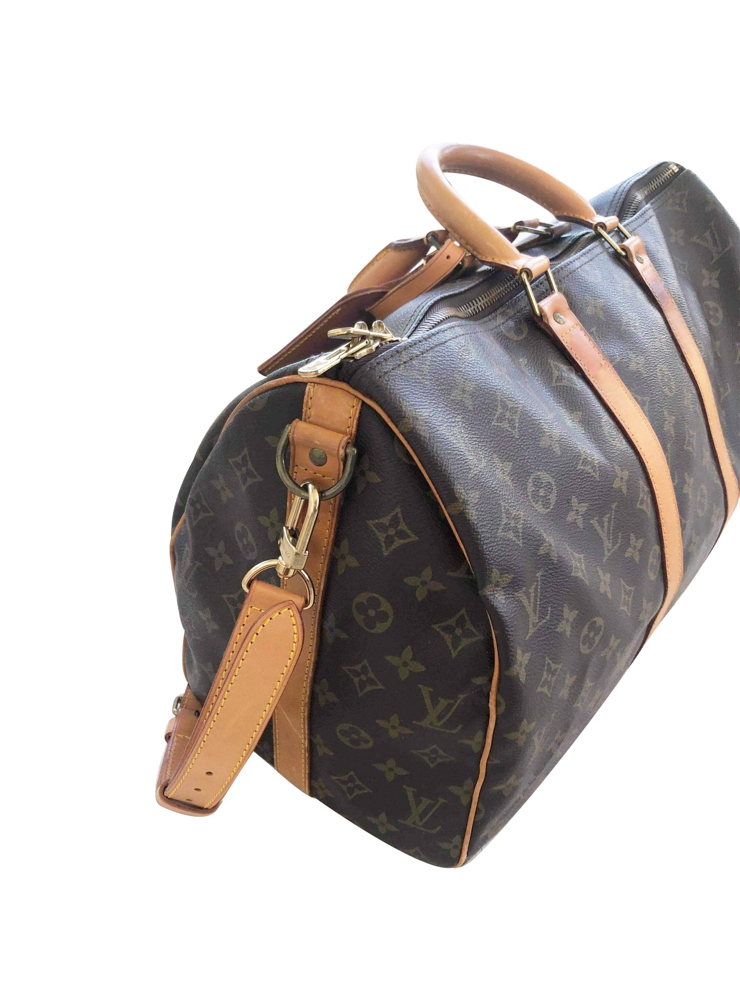 Louis Vuitton 2000s Brown Monogram Keepall Leather Duffle