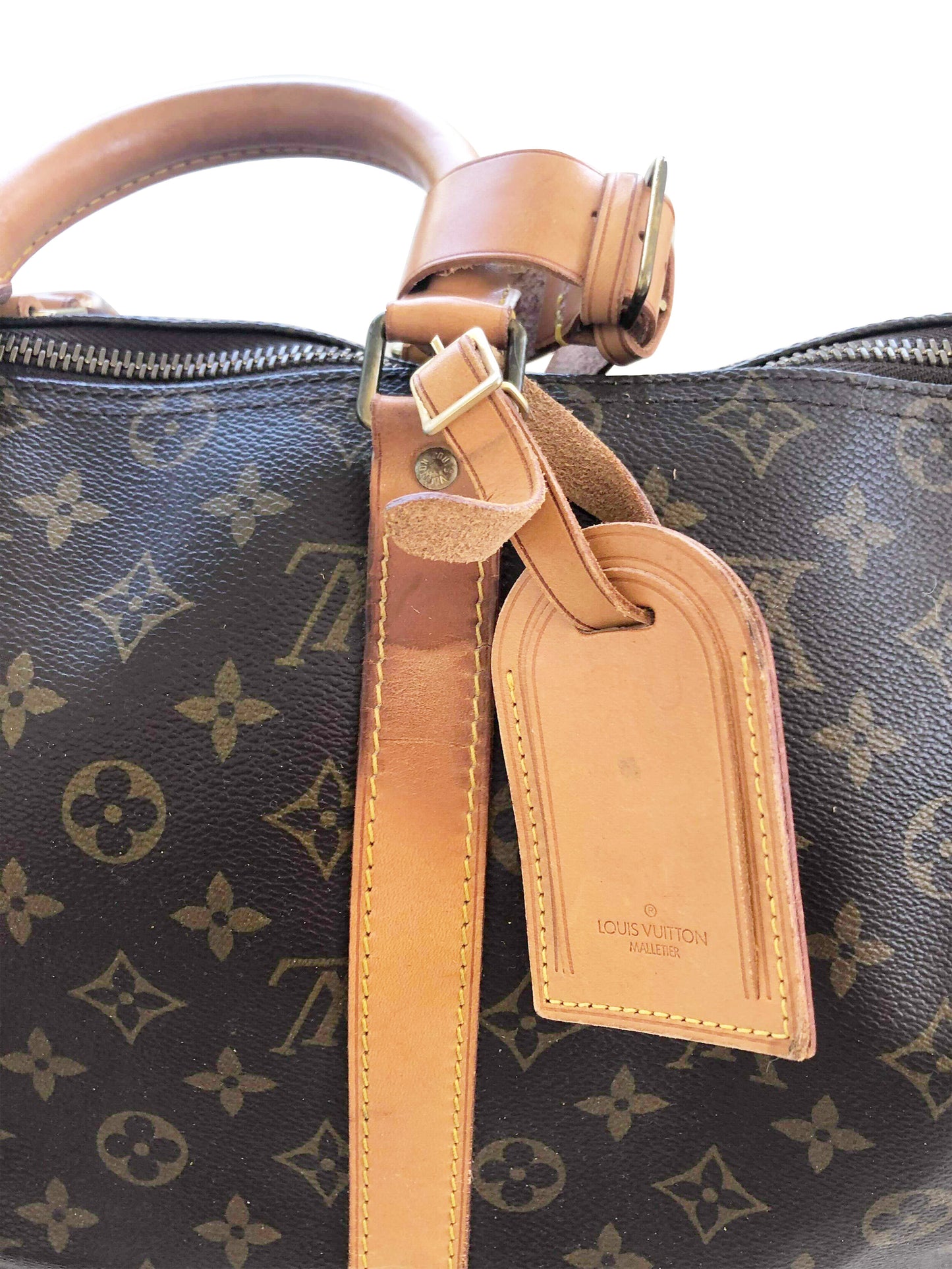 Louis Vuitton 2000s Brown Monogram Keepall Leather Duffle