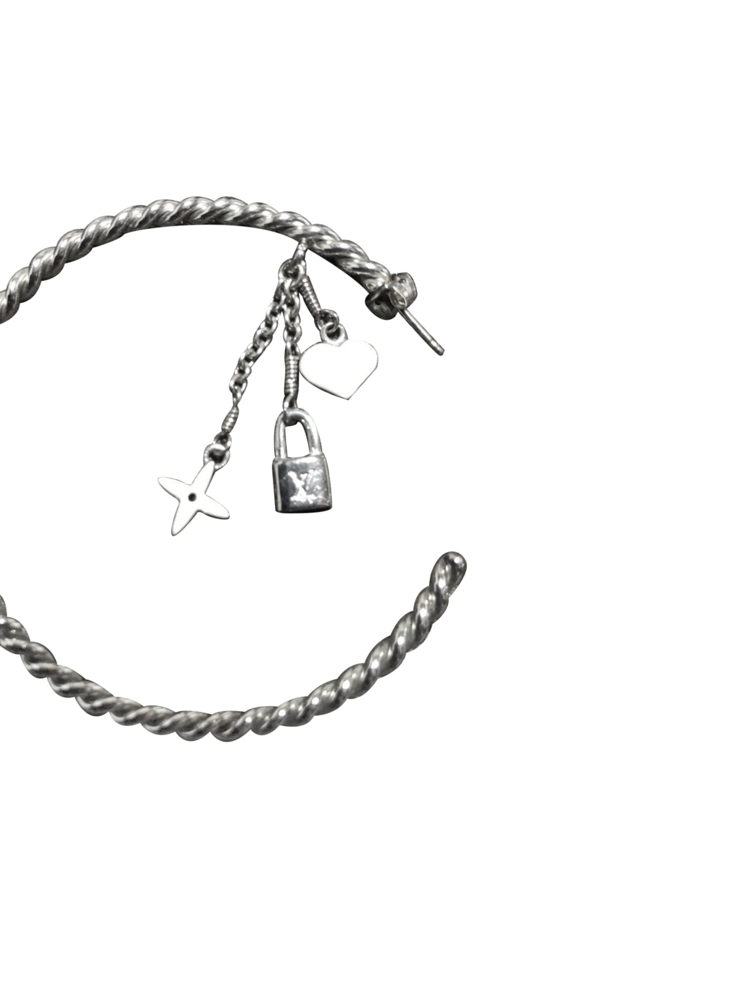 Louis Vuitton 2000s Charm Silver Hoop Earrings