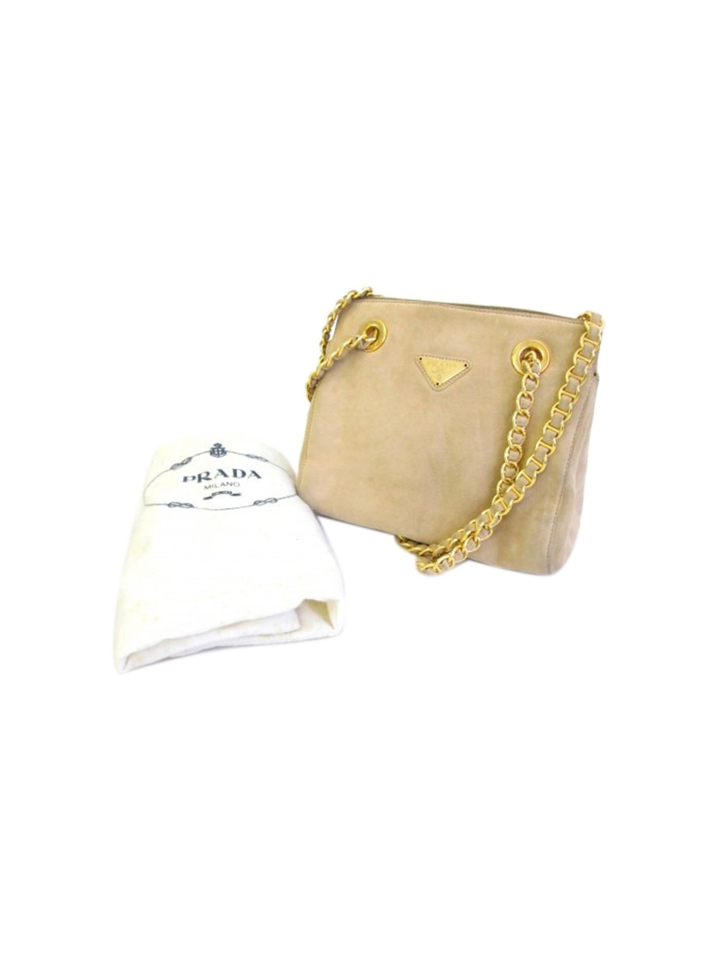 Prada 2000s Beige Suede Small Shoulder Bag