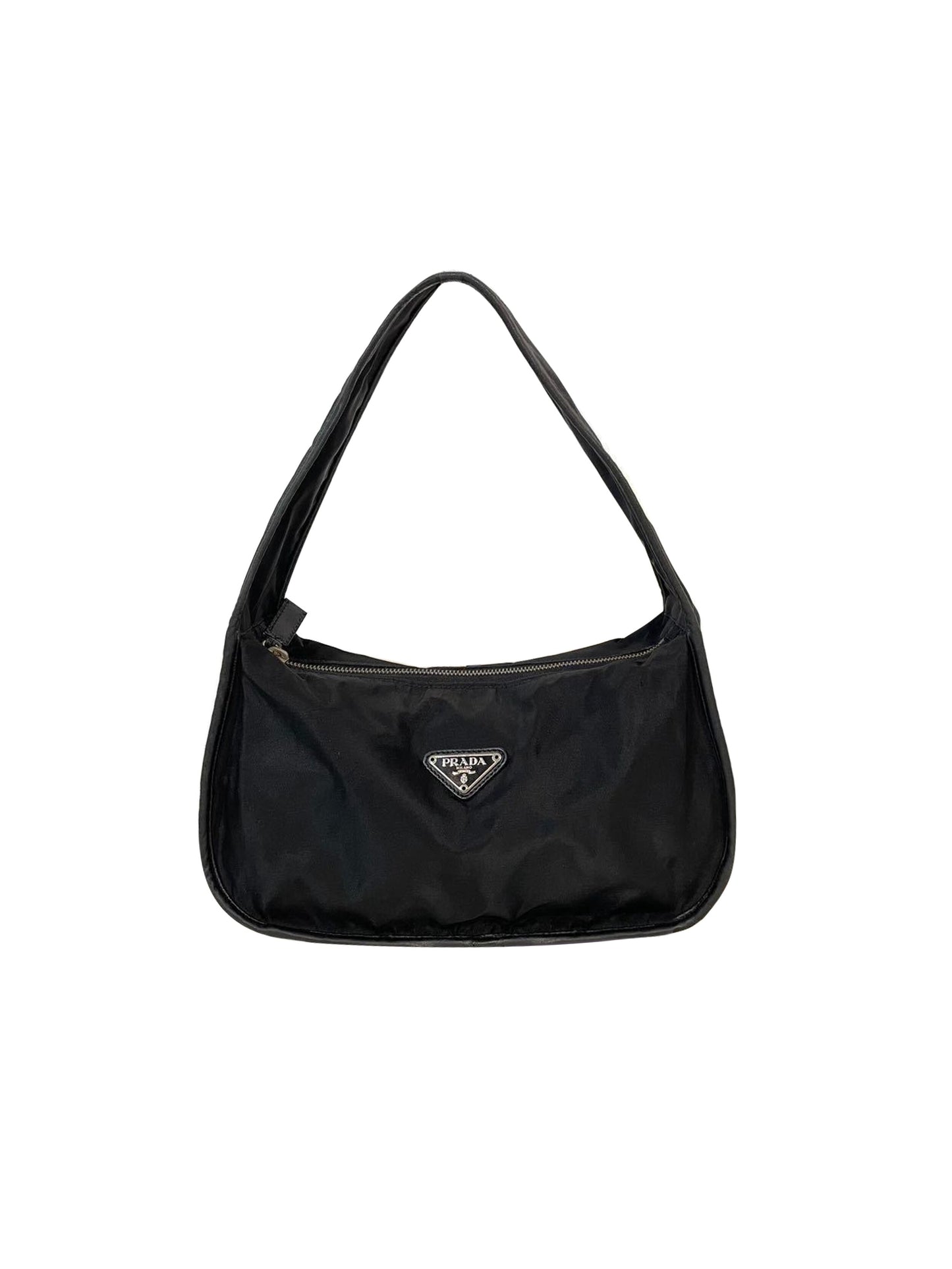 Prada 2000s Black Tessuto Thick Strap Hand Bag
