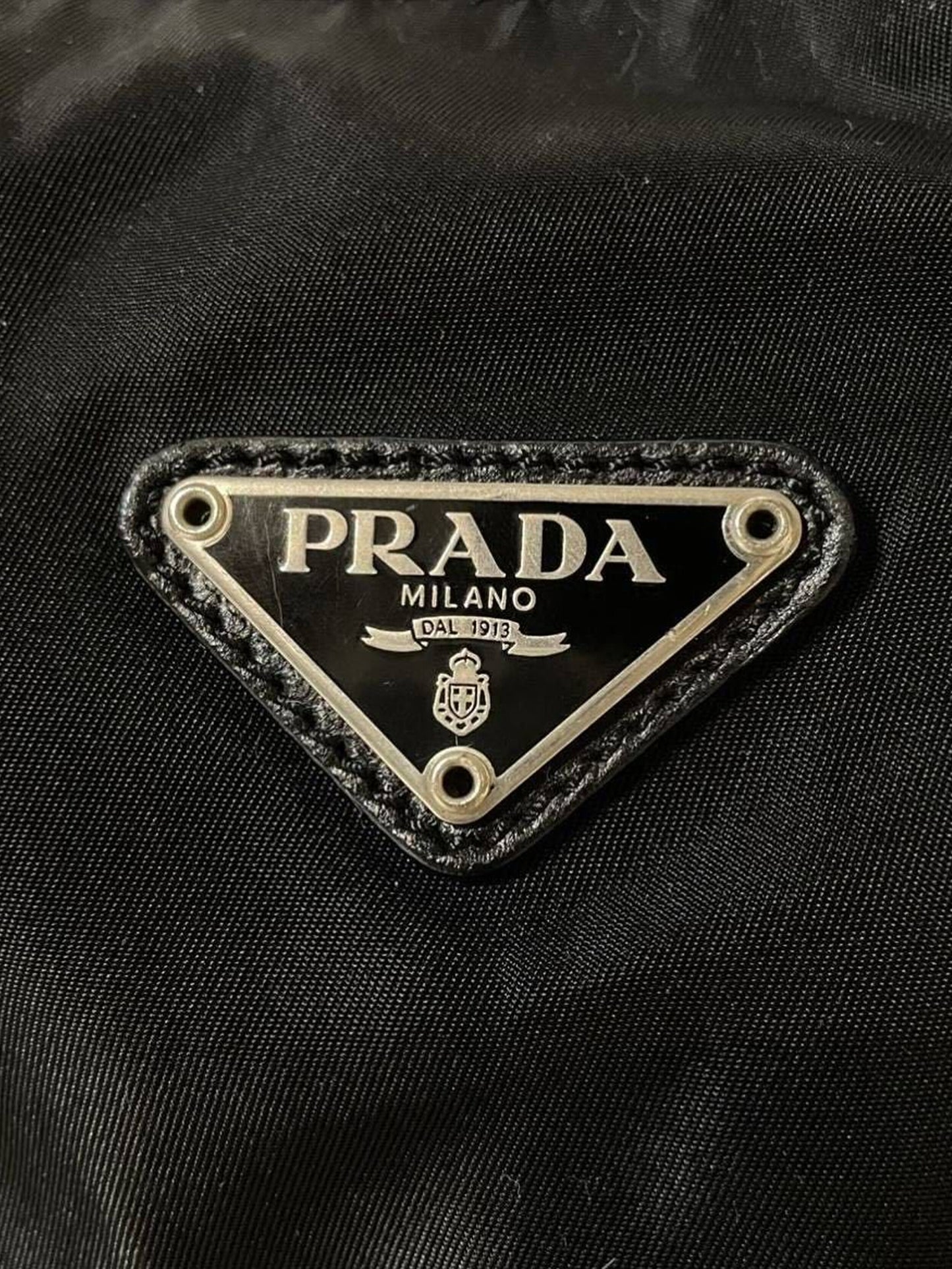 Prada 2000s Black Tessuto Thick Strap Hand Bag