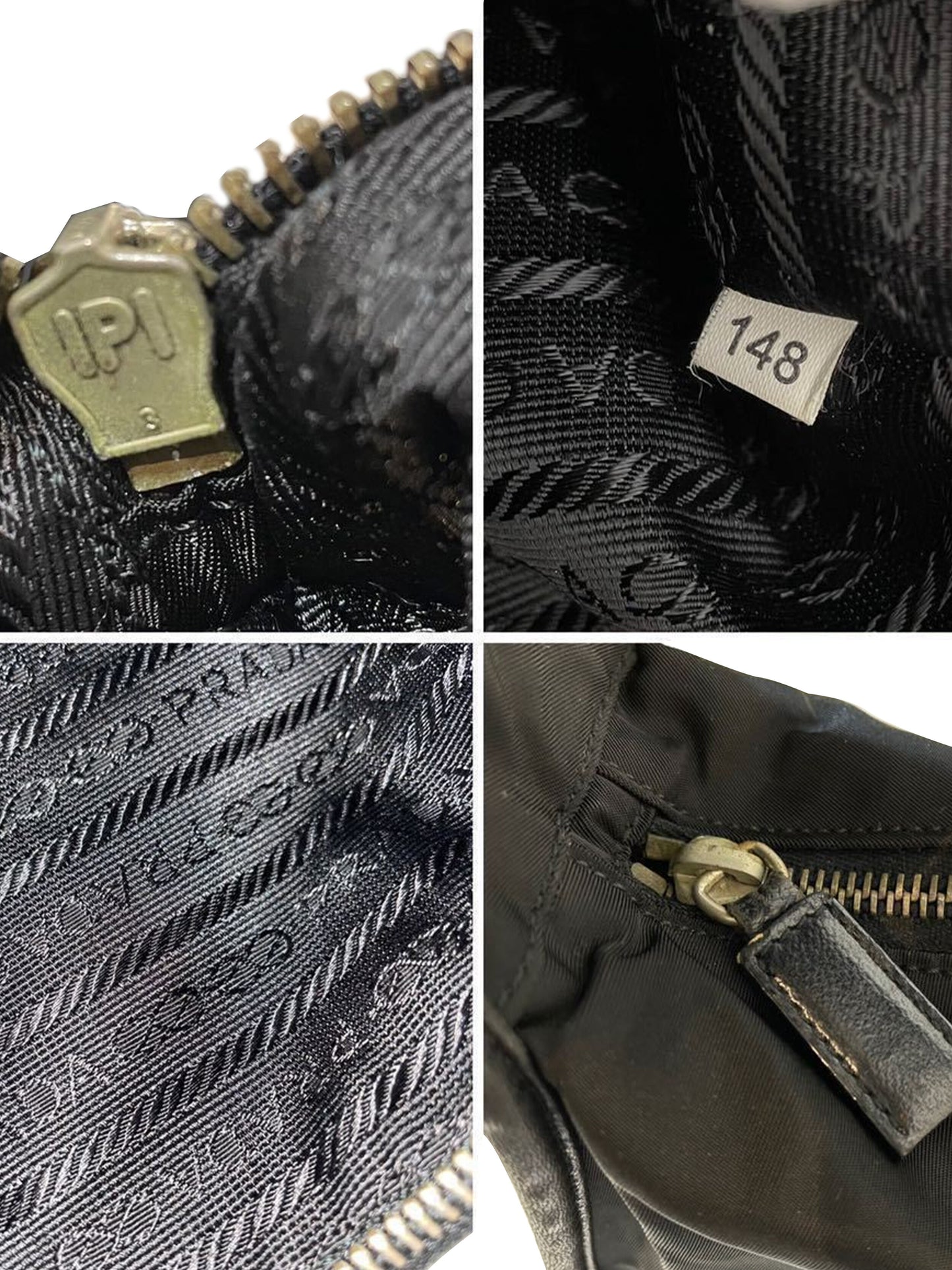 Prada 2000s Black Tessuto Thick Strap Hand Bag