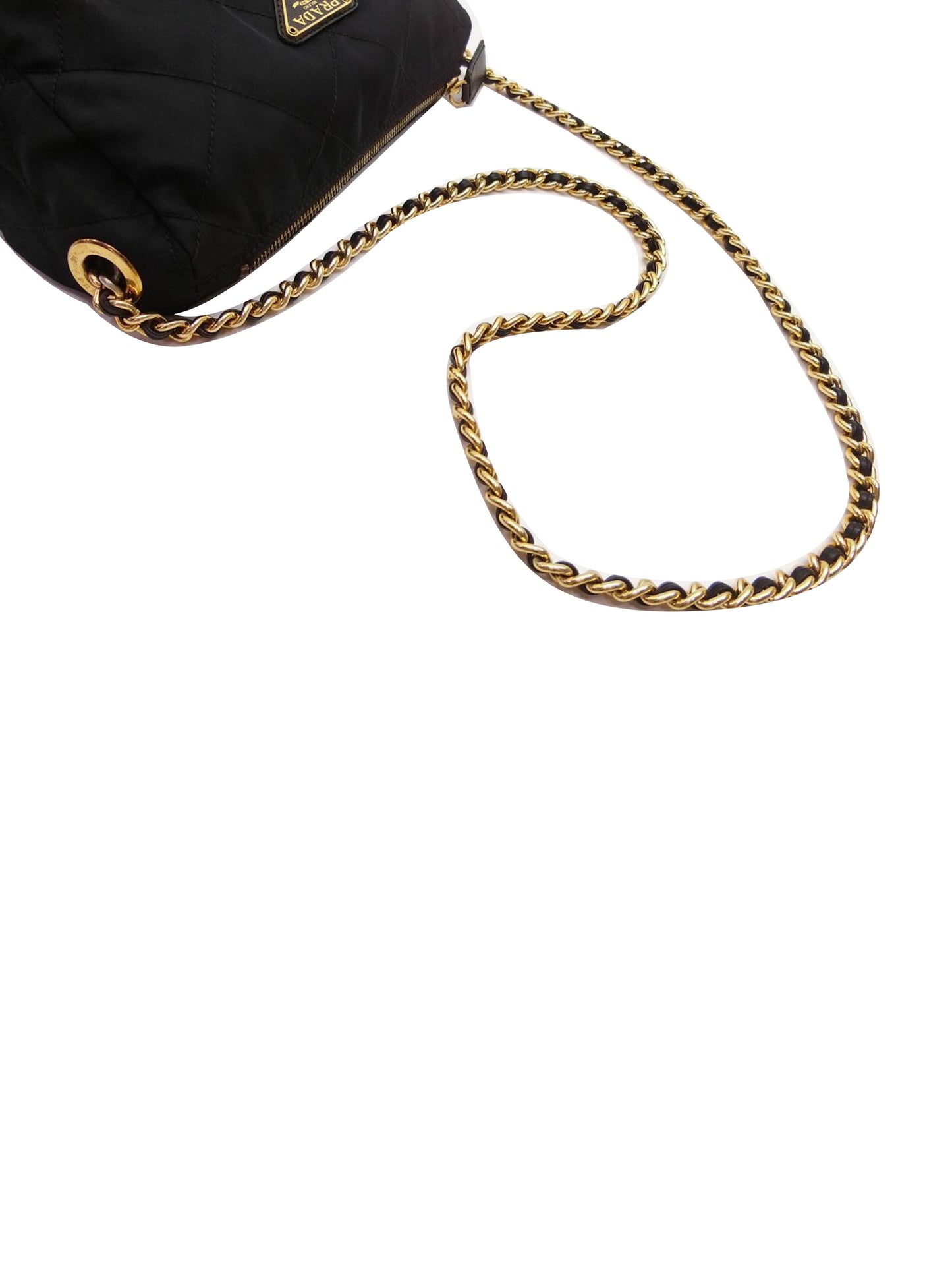 Prada 2000s Black Nylon Leather Shoulder Bag