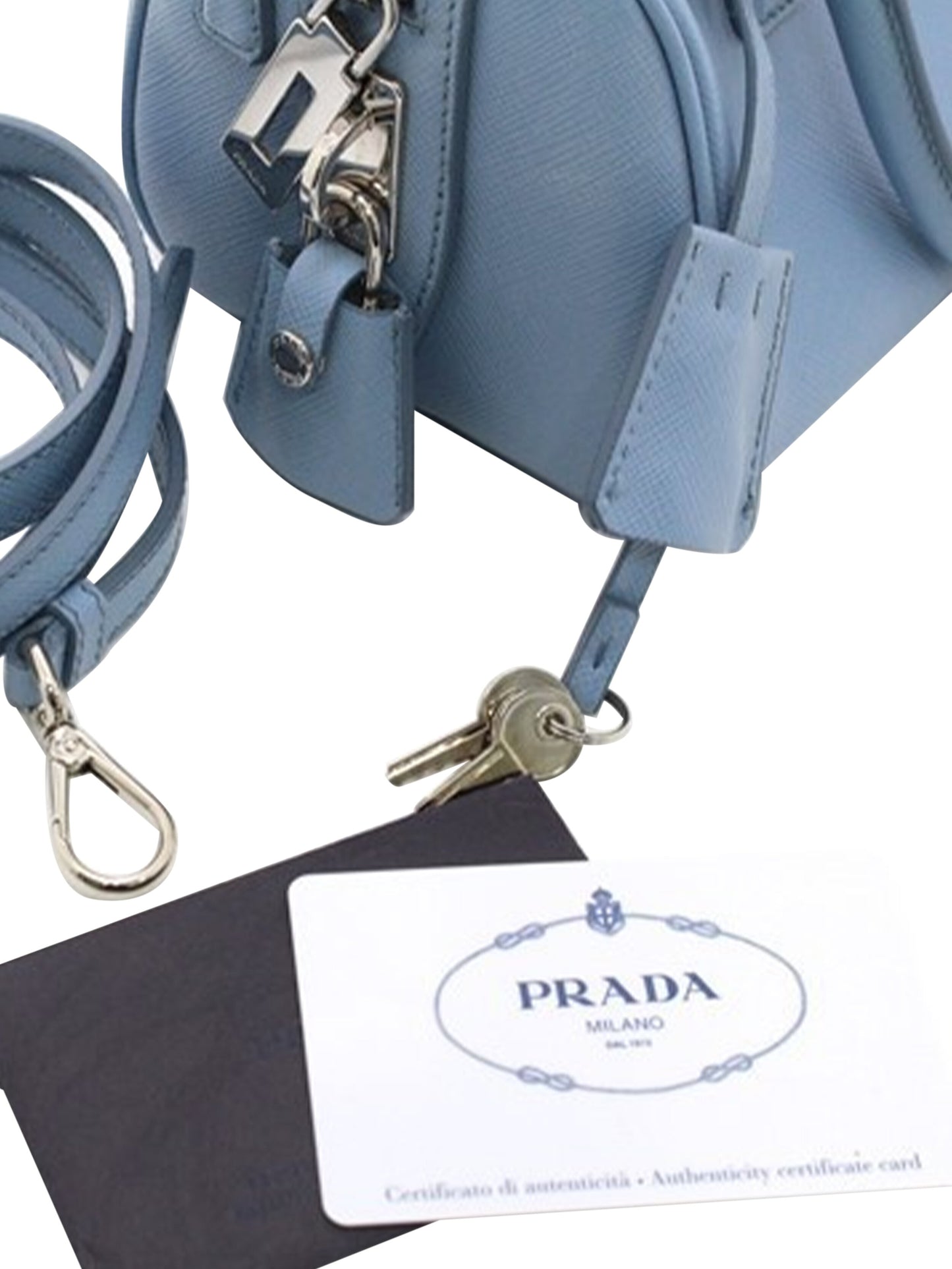 Prada 2010s Small Rare Saffiano Leather Baby Blue Bag