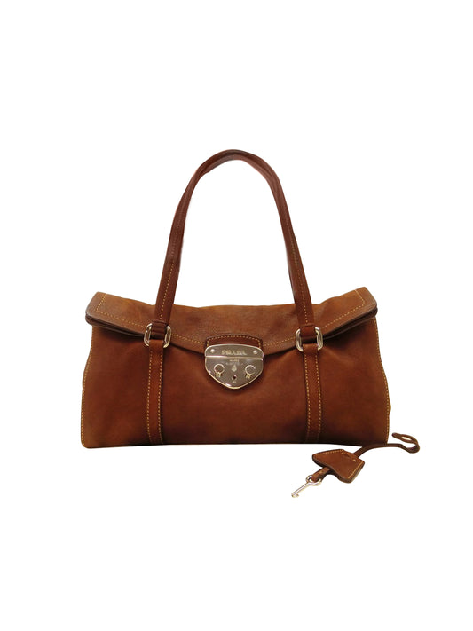 Prada Tanned Rare Leather Clasp Bag