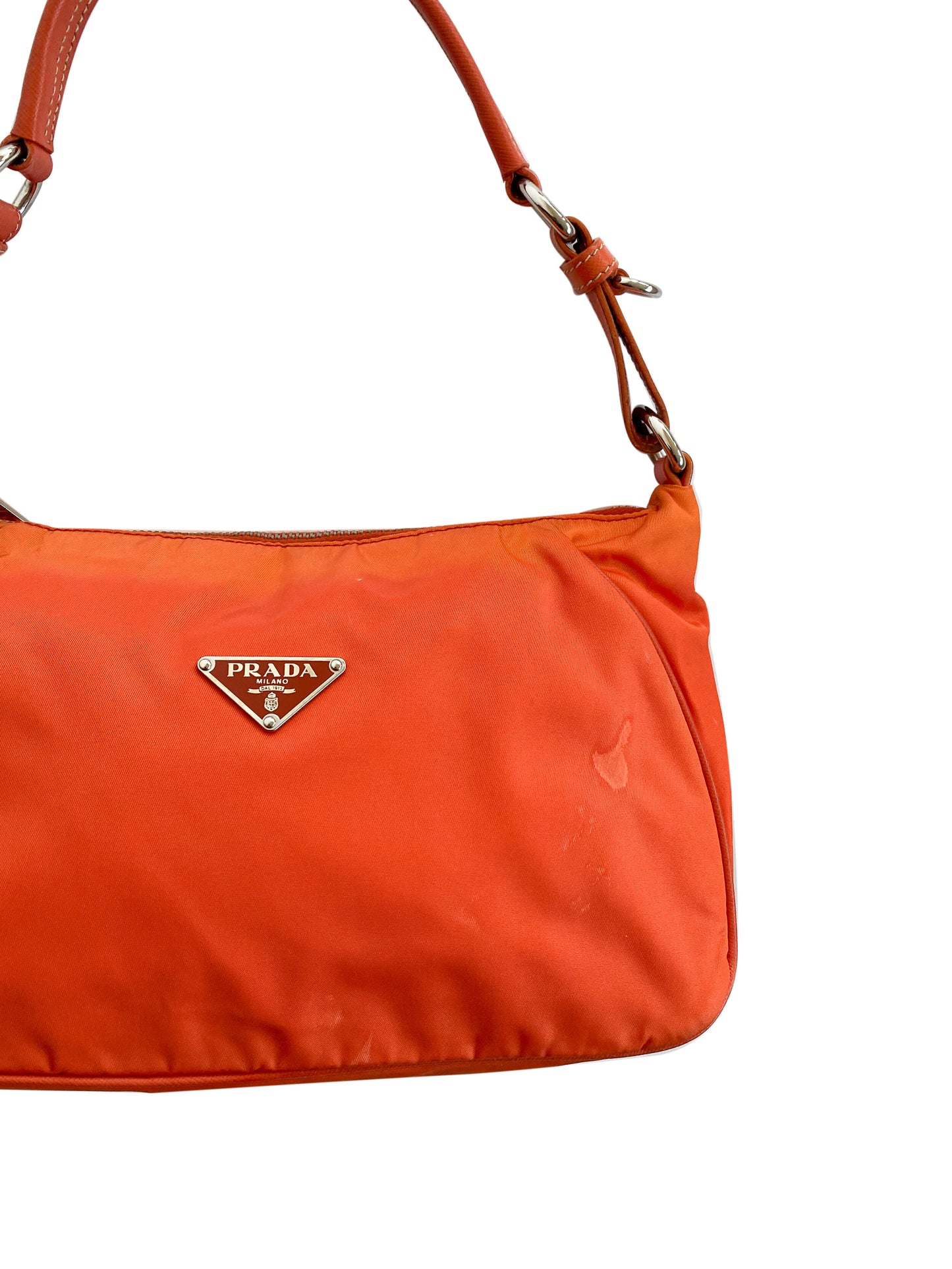 Prada 2000s Orange Small Tessuto Bag