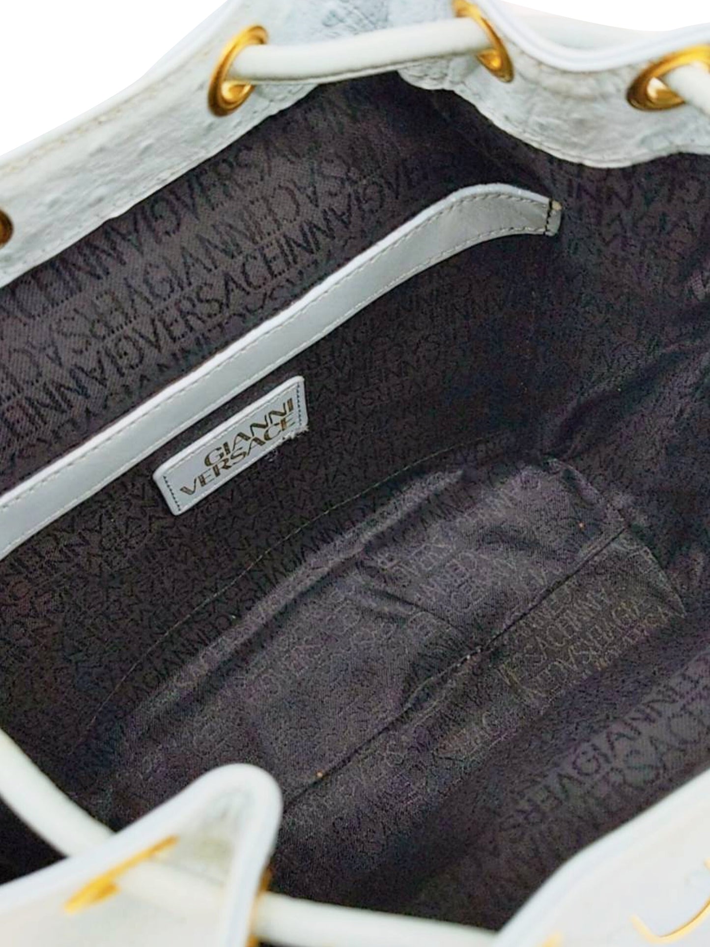 Versace 2000s Blue Ostrich Leather Backpack