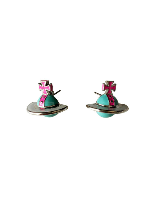 Vivienne Westwood 2000s Cyan and Pink Earrings