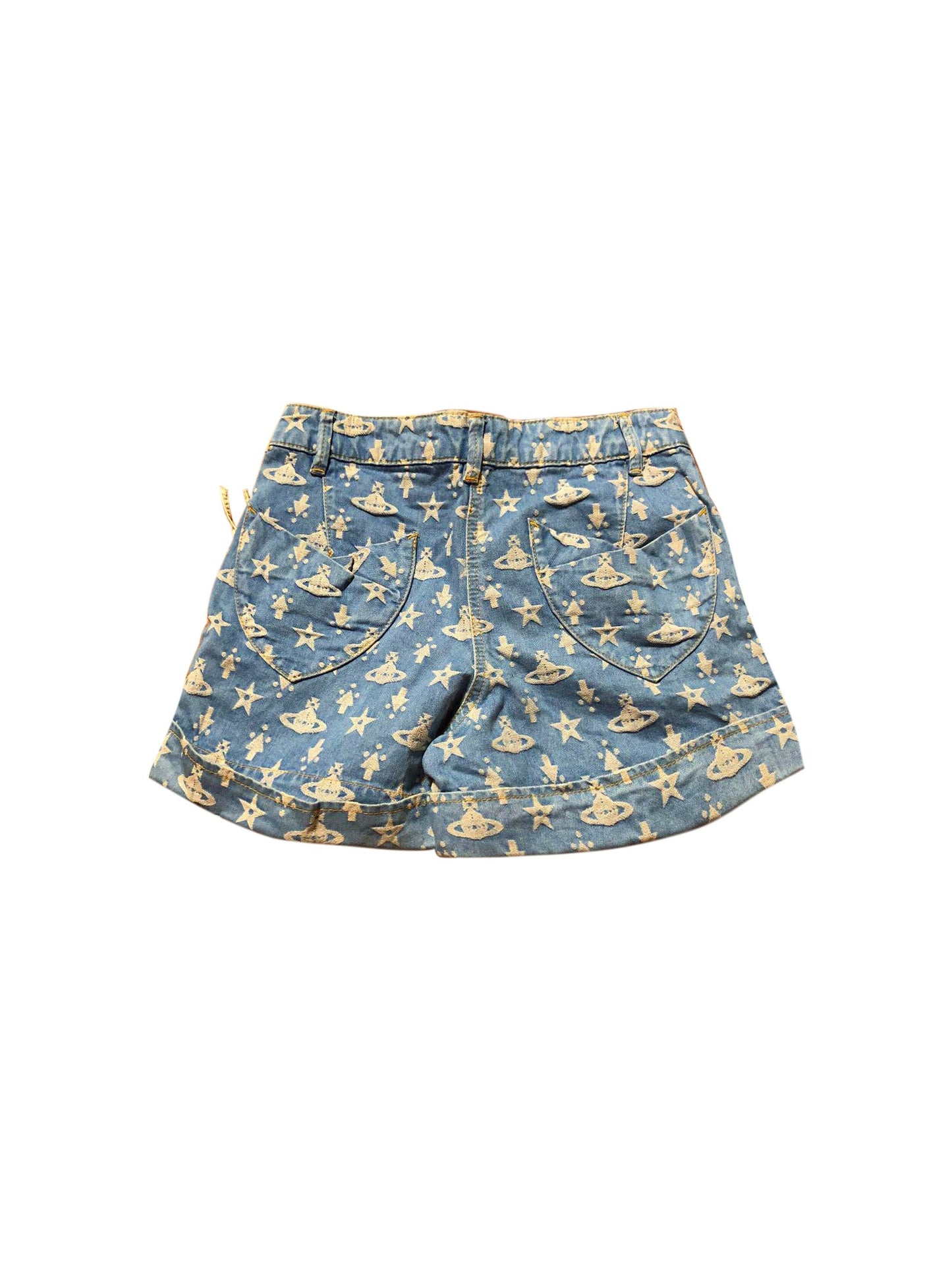Vivienne Westwood 2000s Monogram Orb Blue Denim Shorts