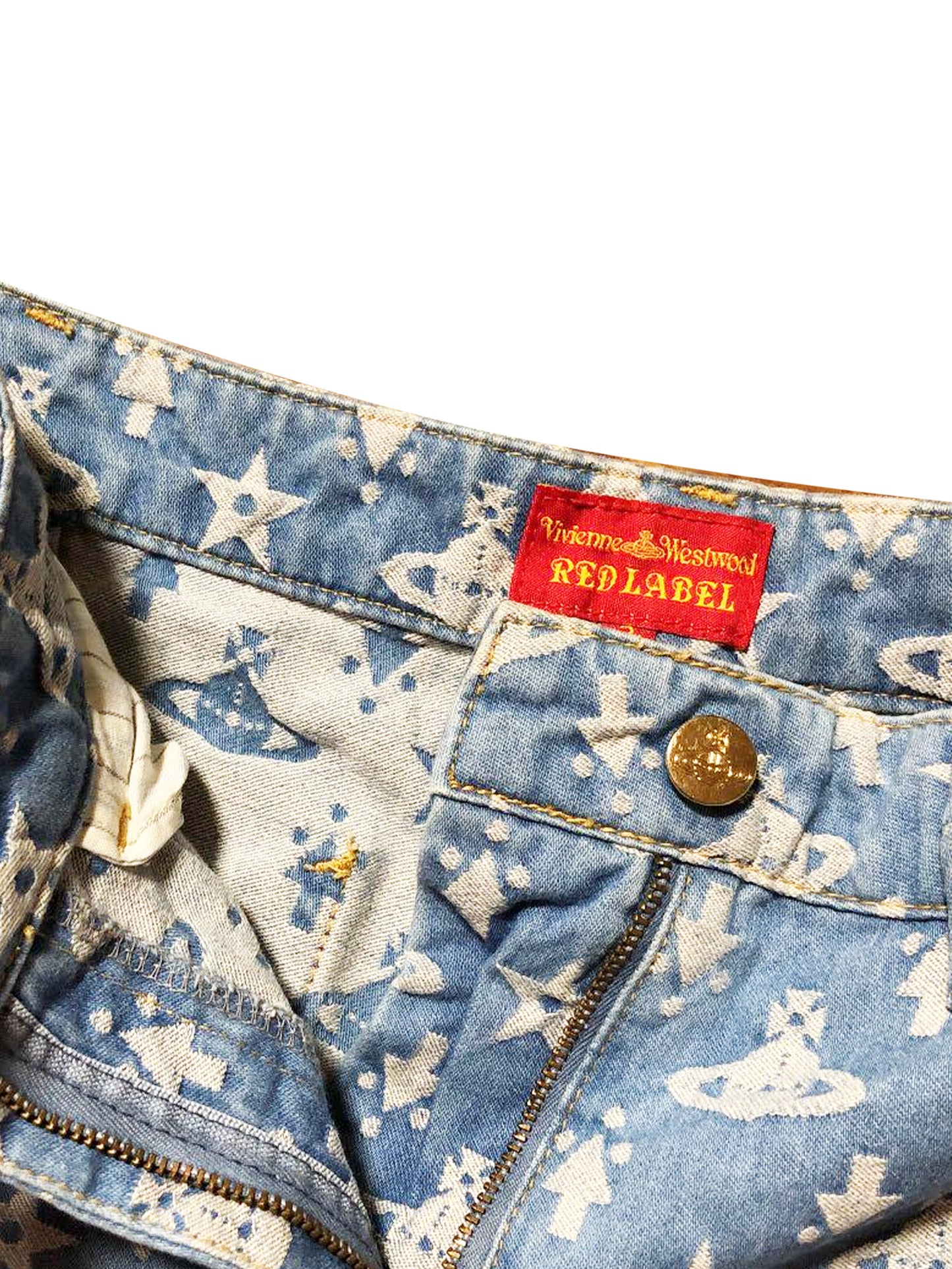 Vivienne Westwood 2000s Monogram Orb Blue Denim Shorts
