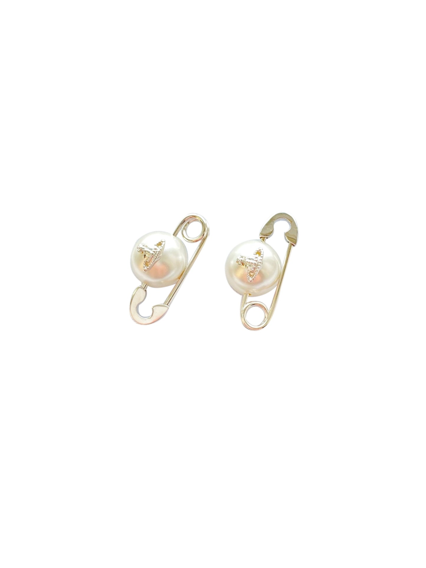 Vivienne Westwood 2000s Pearl Safety Pin Earrings