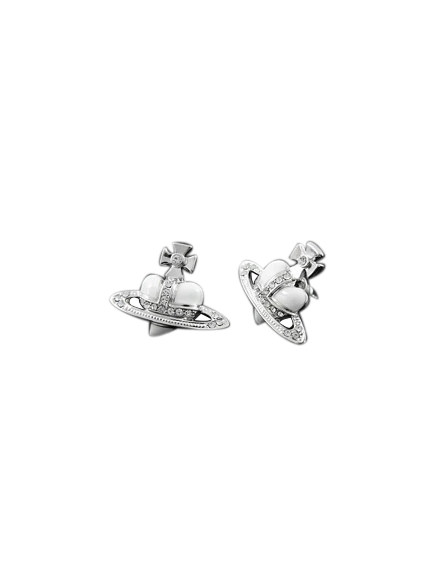 Vivienne Westwood 2000s Shiny White Heart Earrings