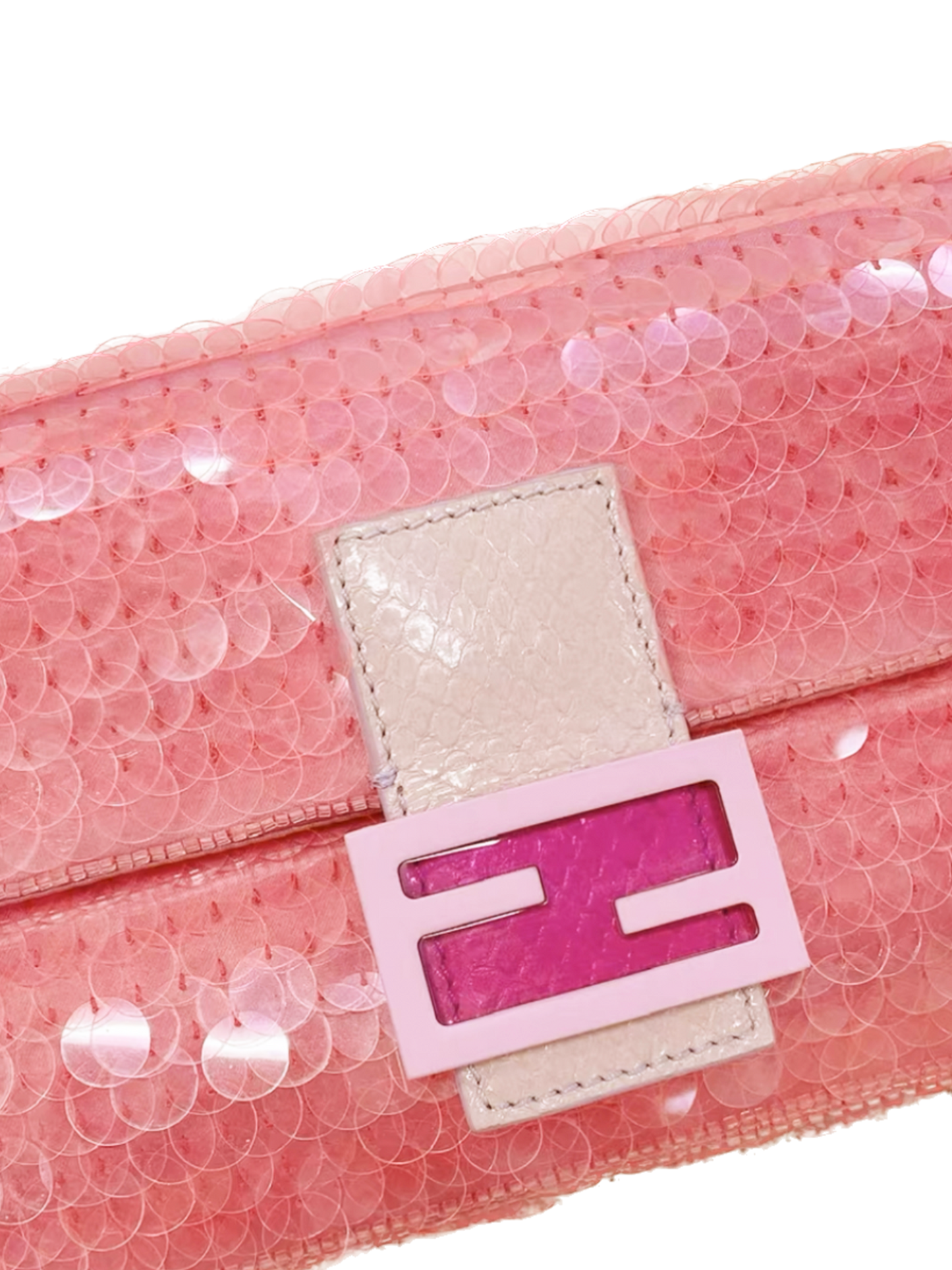 Fendi 2000s Pink Sequin Mini Baguette Rare