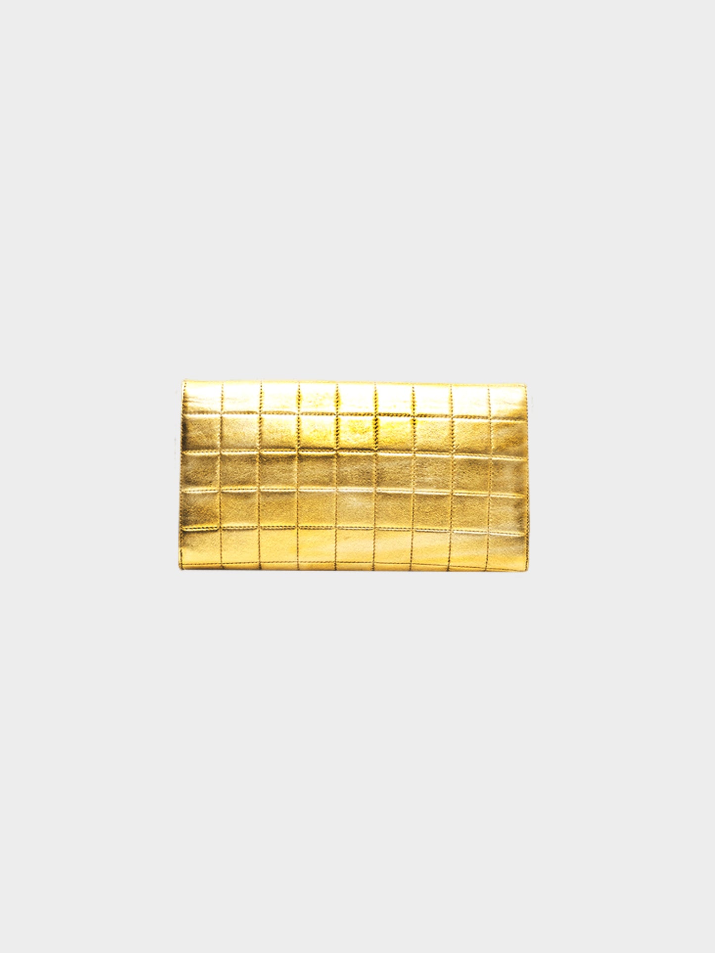 Chanel 2002 Gold Chocolate Bar Clutch Shoulder Bag