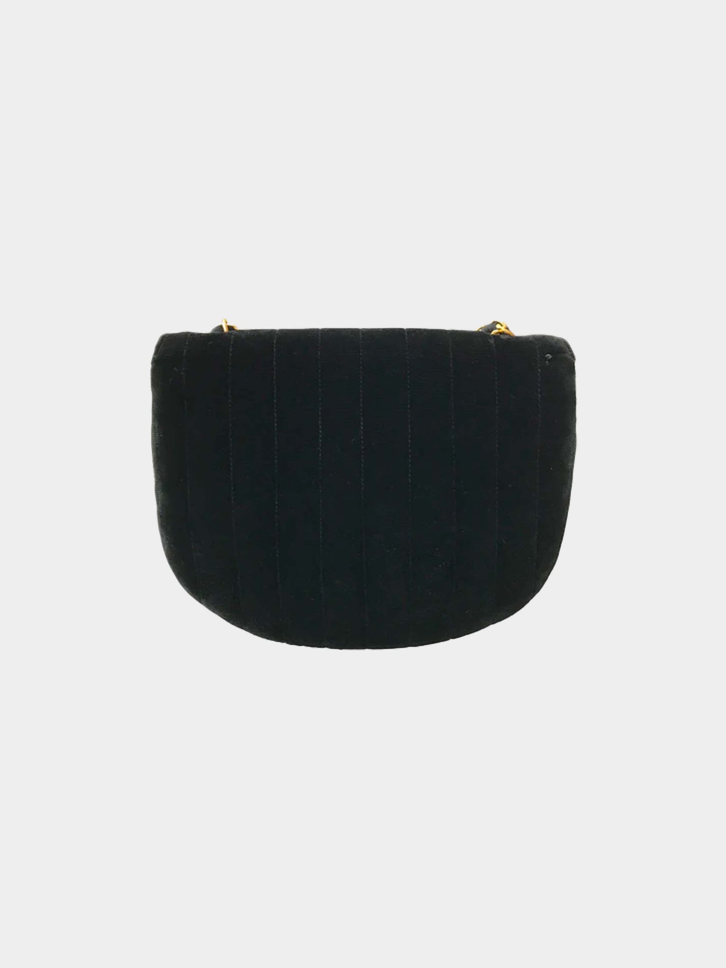 Chanel 1994 Chain Black Velvet Shoulder Bag
