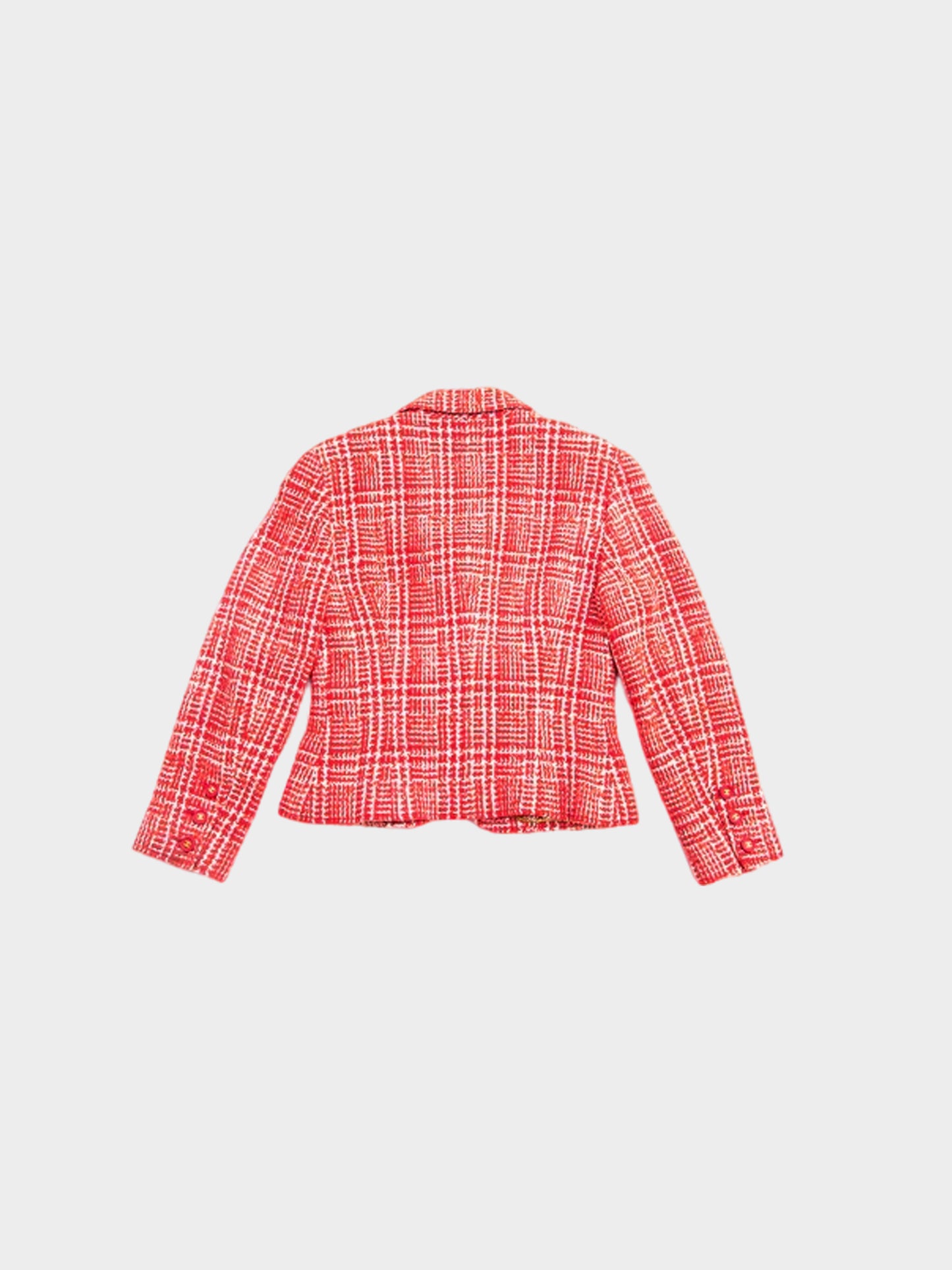 Chanel 1997 Button Tweed Coat Red
