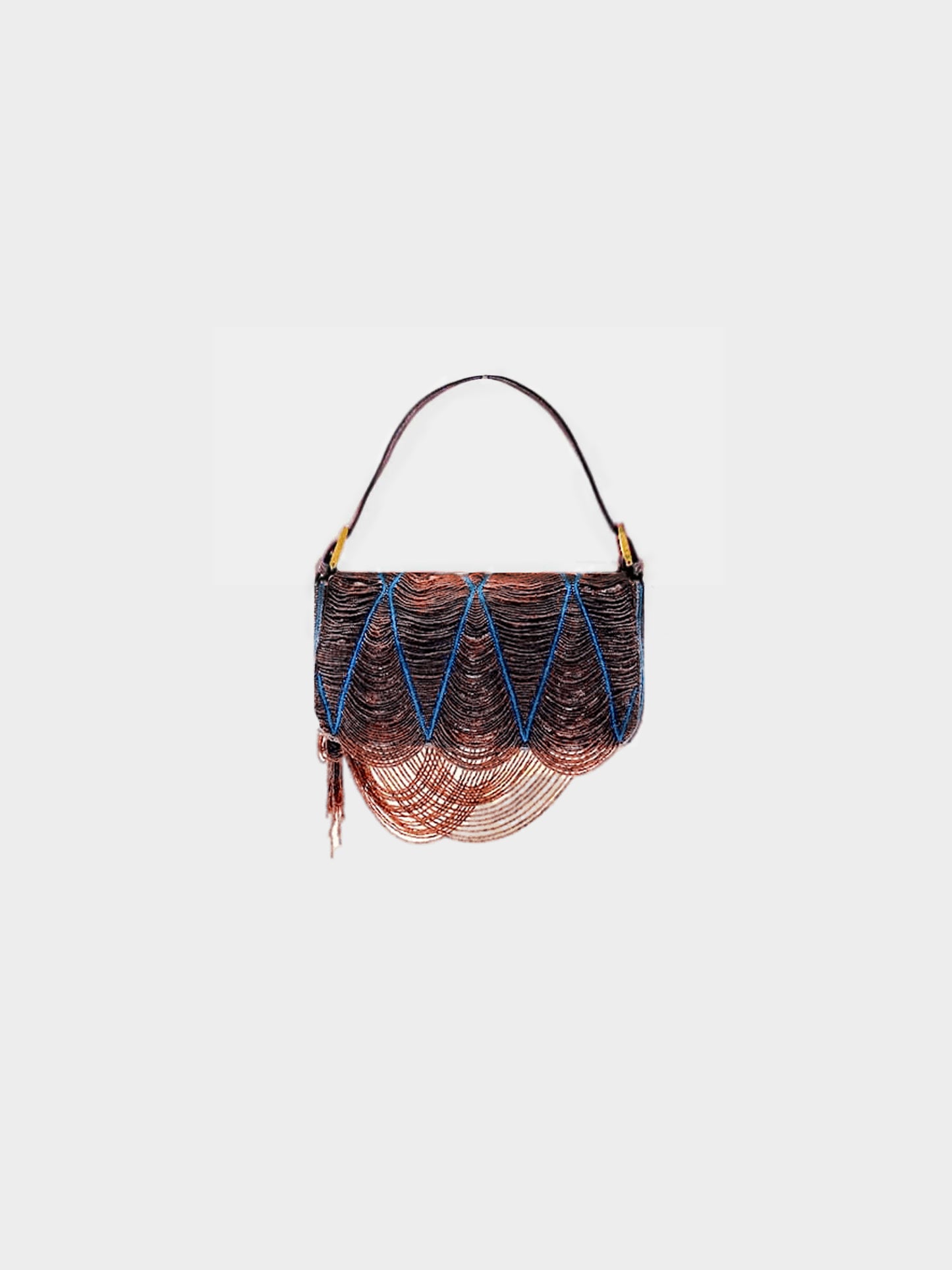 Fendi 2006 Rare Metallic Baguette with Draped Beading