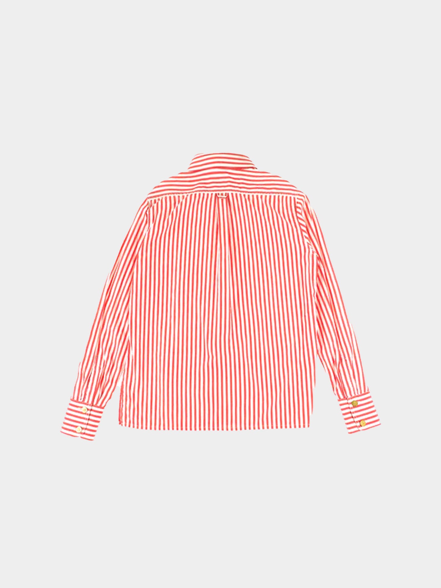 Chanel 1990 Red Candy Stripe Cotton Dress Shirt