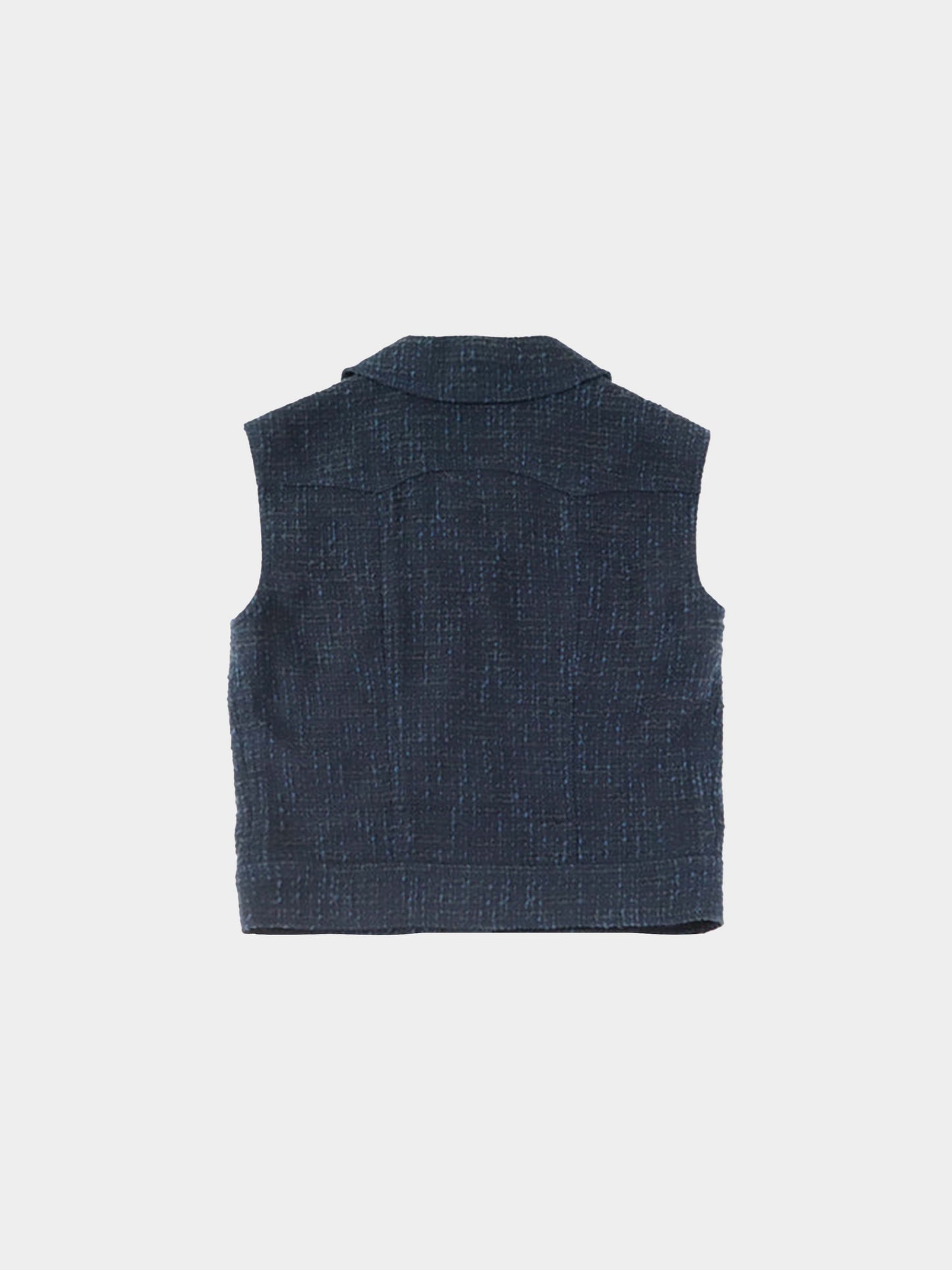 Chanel 2000 Navy Tweed Button Vest
