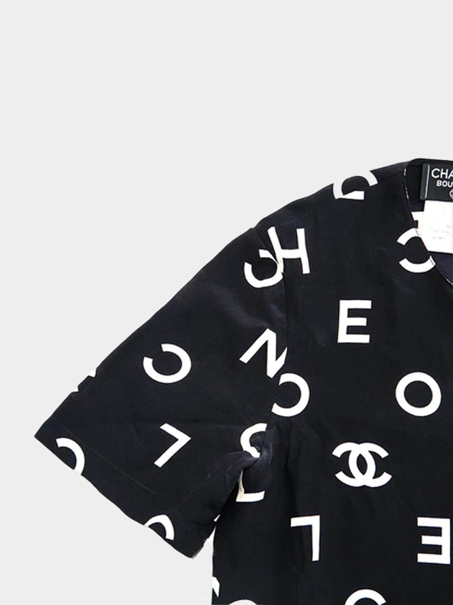 Chanel Spring 1997 Coco Logo Silk Top