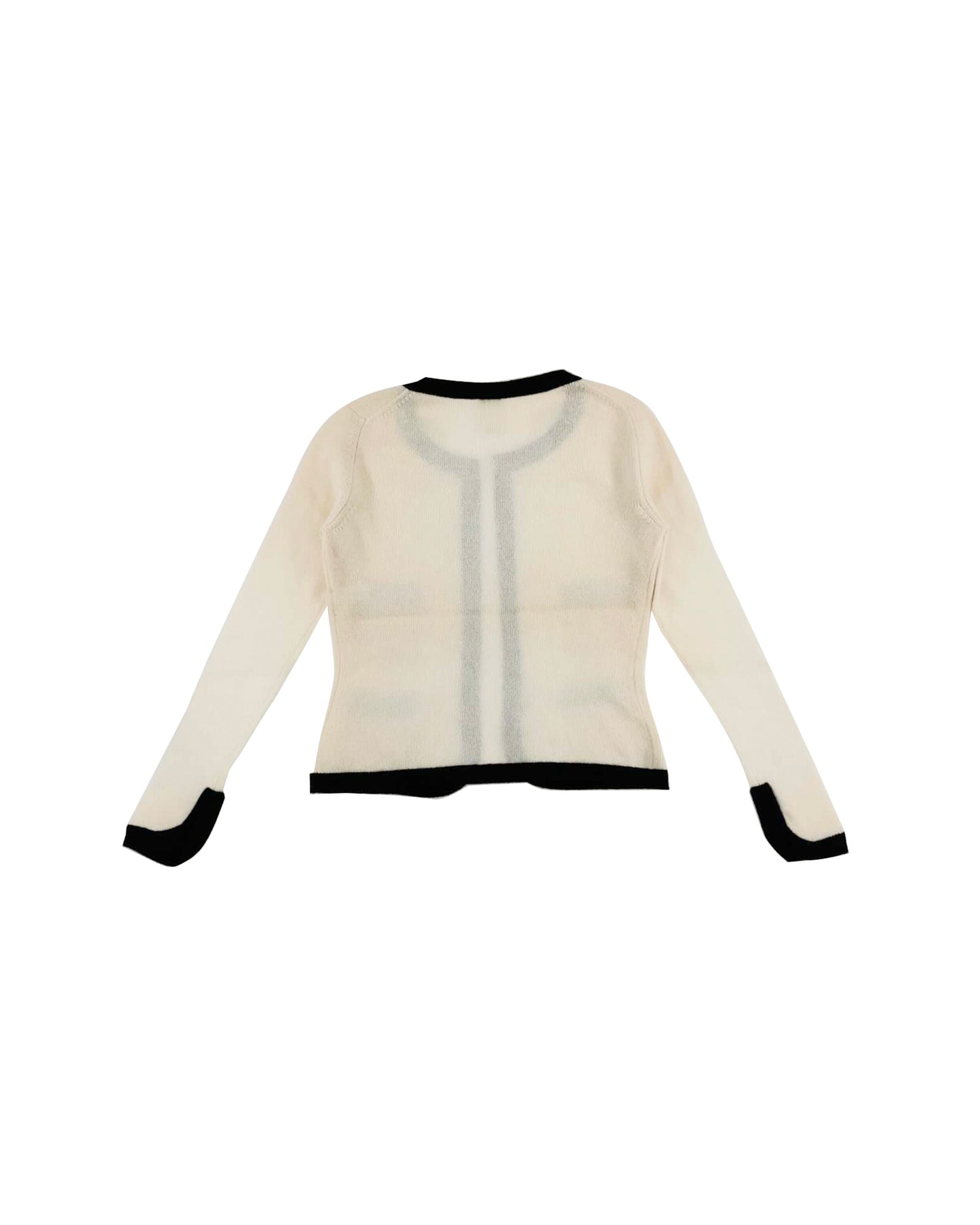 Chanel 2000s Cream and Black Cashmere Cardigan Set