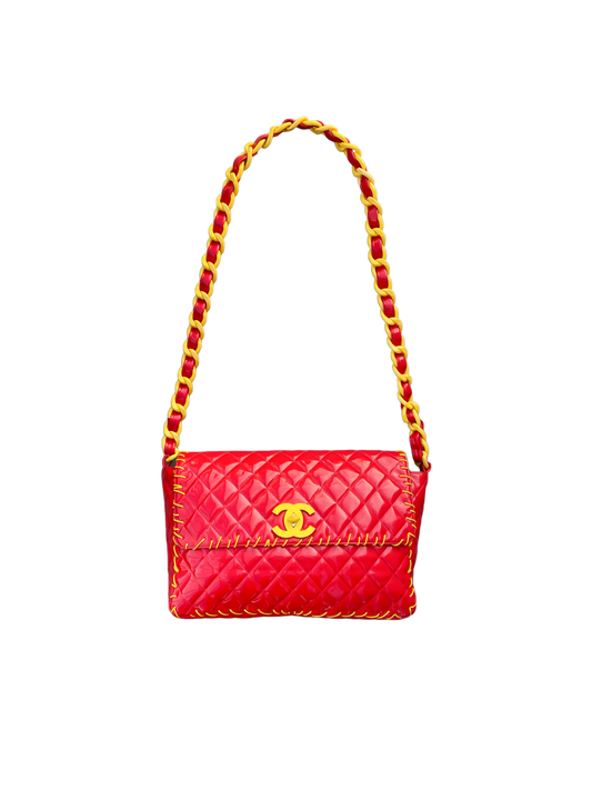 Chanel 1994 by Karl Lagerfeld Red Vinyl Maxi Rare Flap