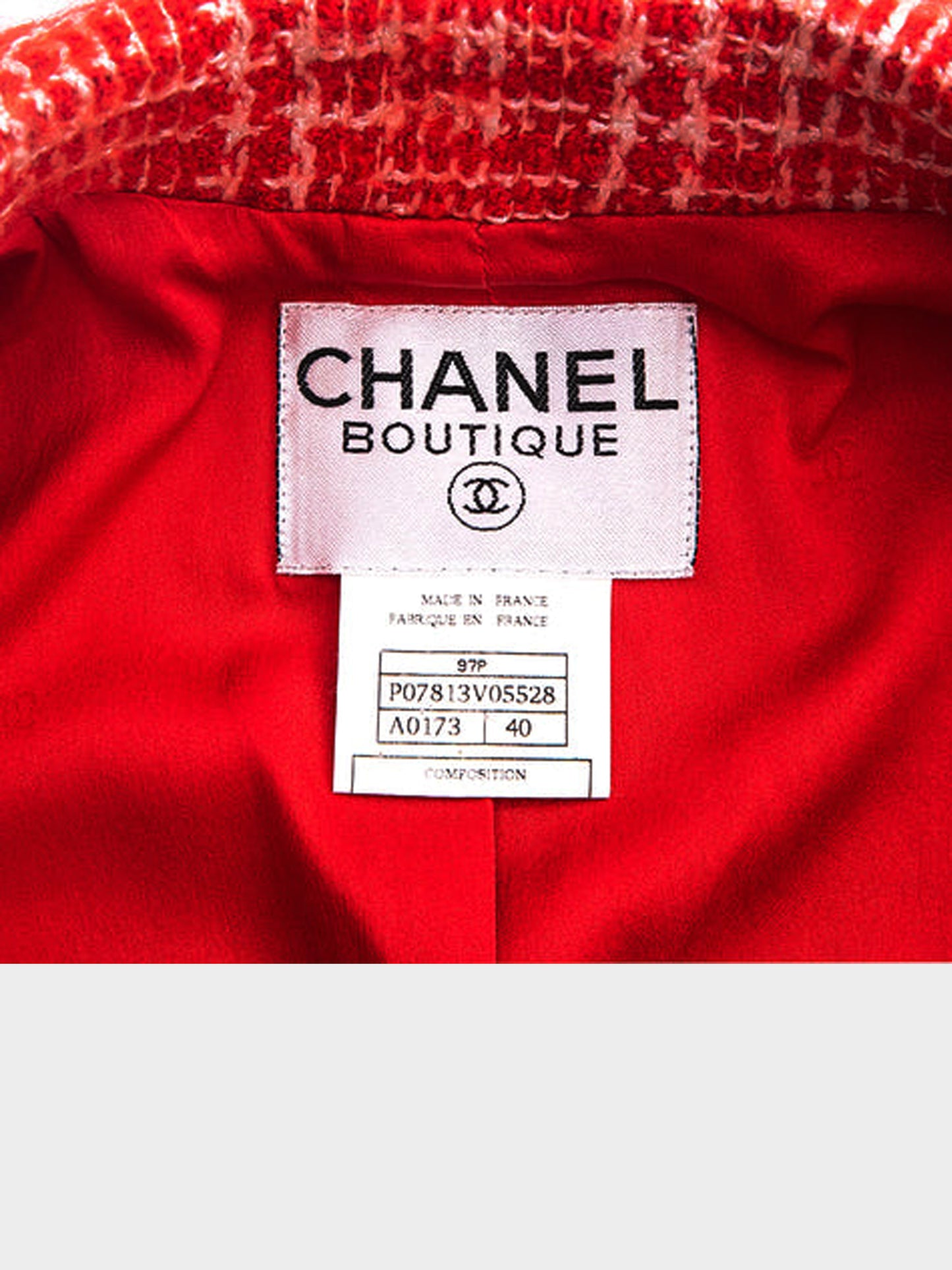 Chanel 1997 Button Tweed Coat Red