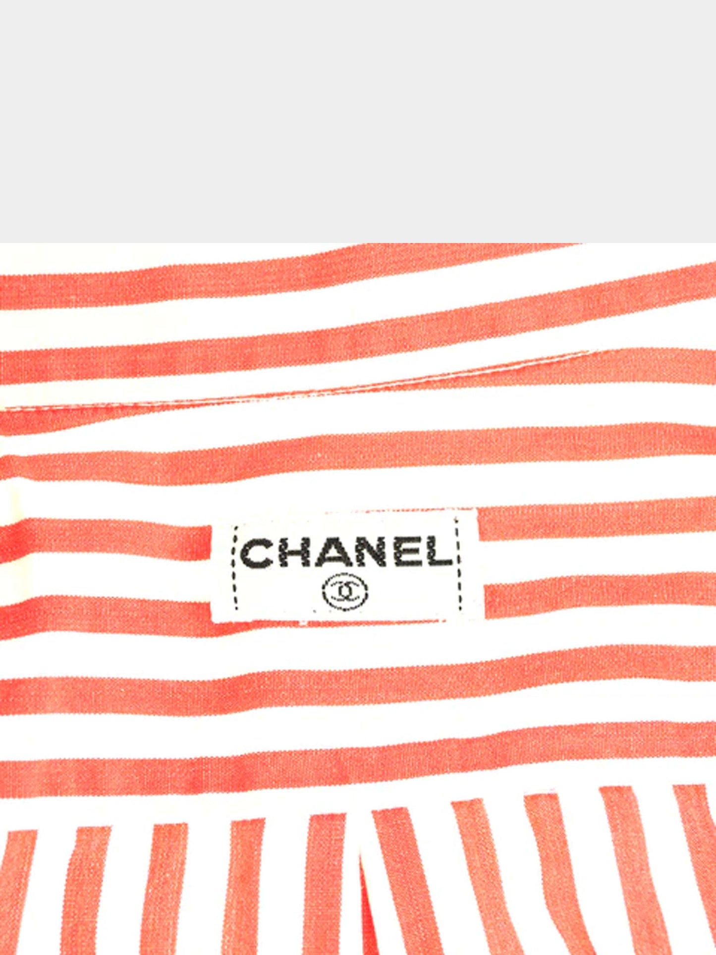 Chanel 1990 Red Candy Stripe Cotton Dress Shirt
