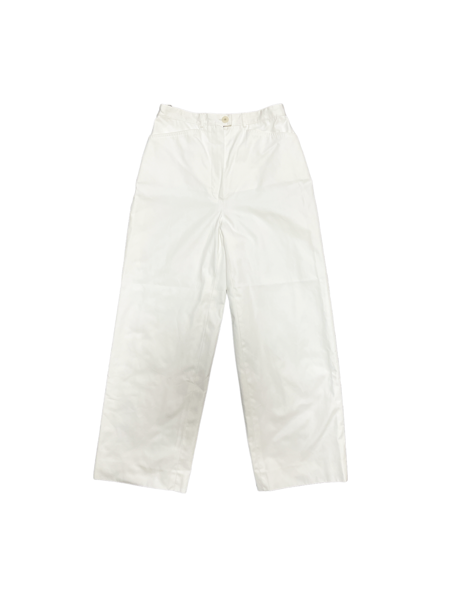 Chanel White 2000s CC Denim Cotton Trousers