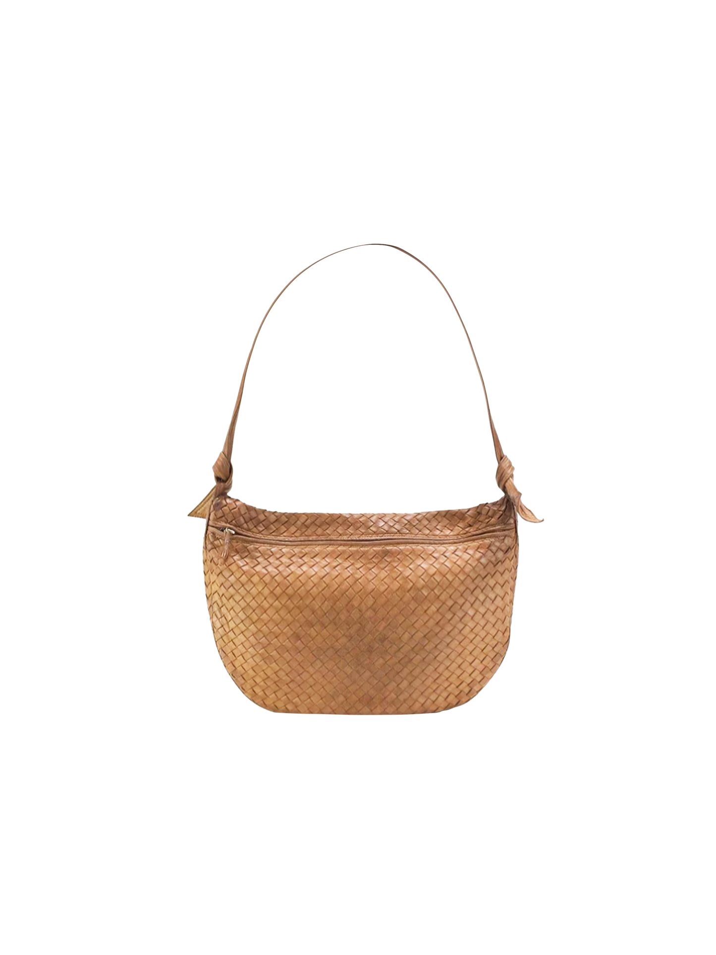 Bottega Veneta 2000s Brown Woven Leather Shoulder Bag
