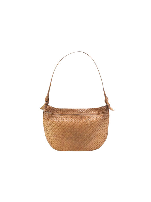 Bottega Veneta 2000s Brown Woven Leather Shoulder Bag