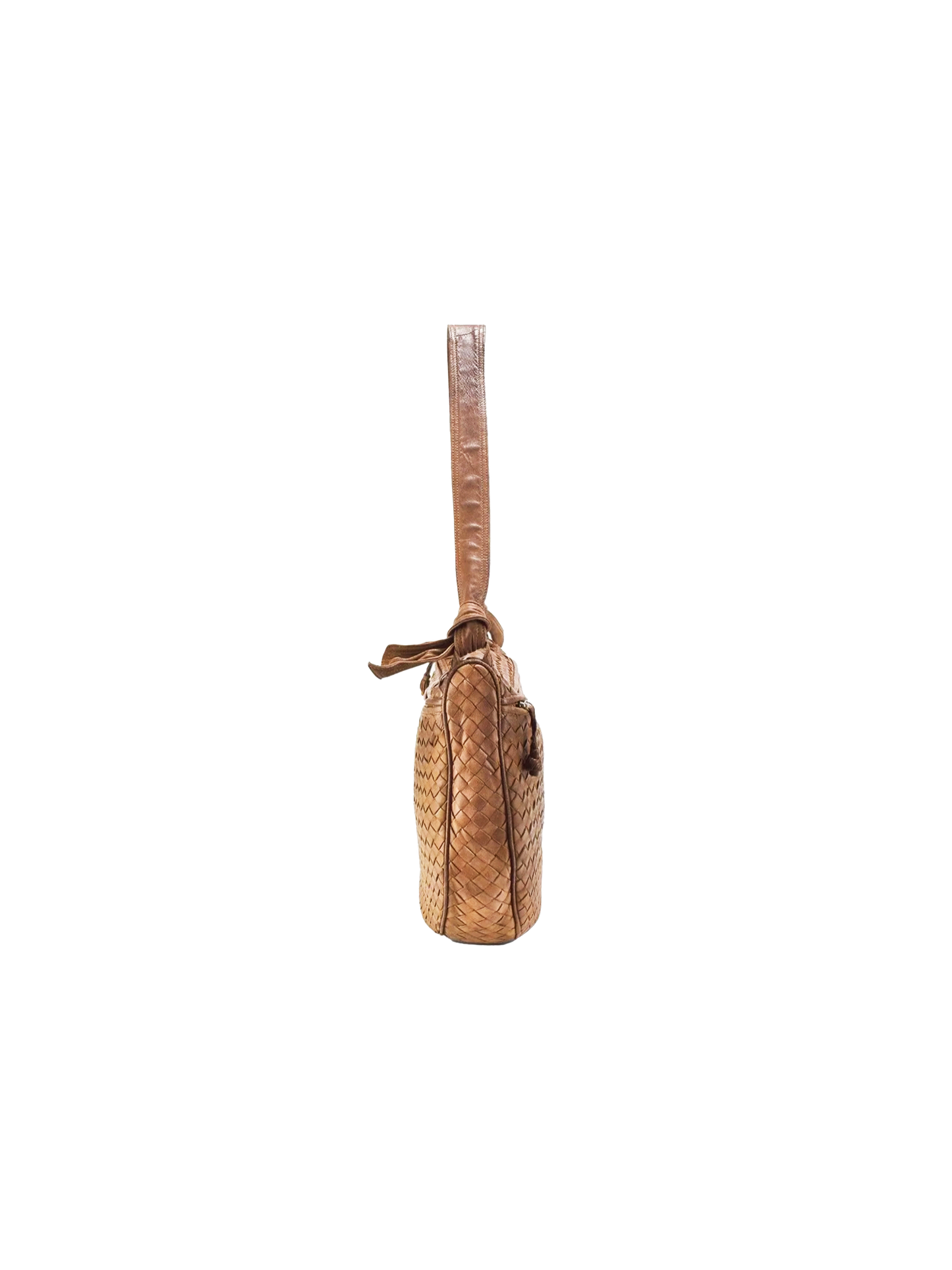 Bottega Veneta 2000s Brown Woven Leather Shoulder Bag
