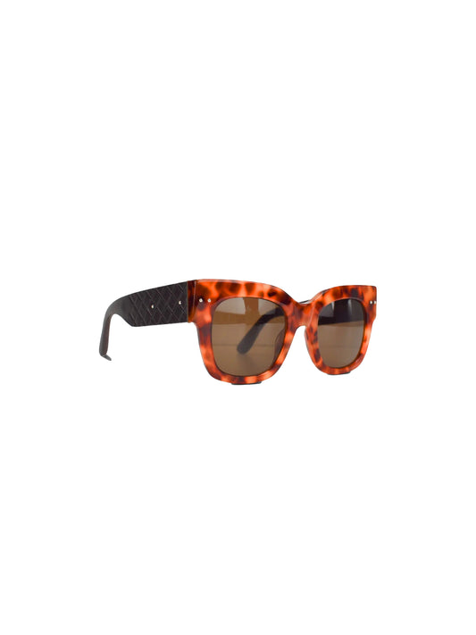 Bottega Veneta 2020s Orange Tortoise Quilted Sunglasses